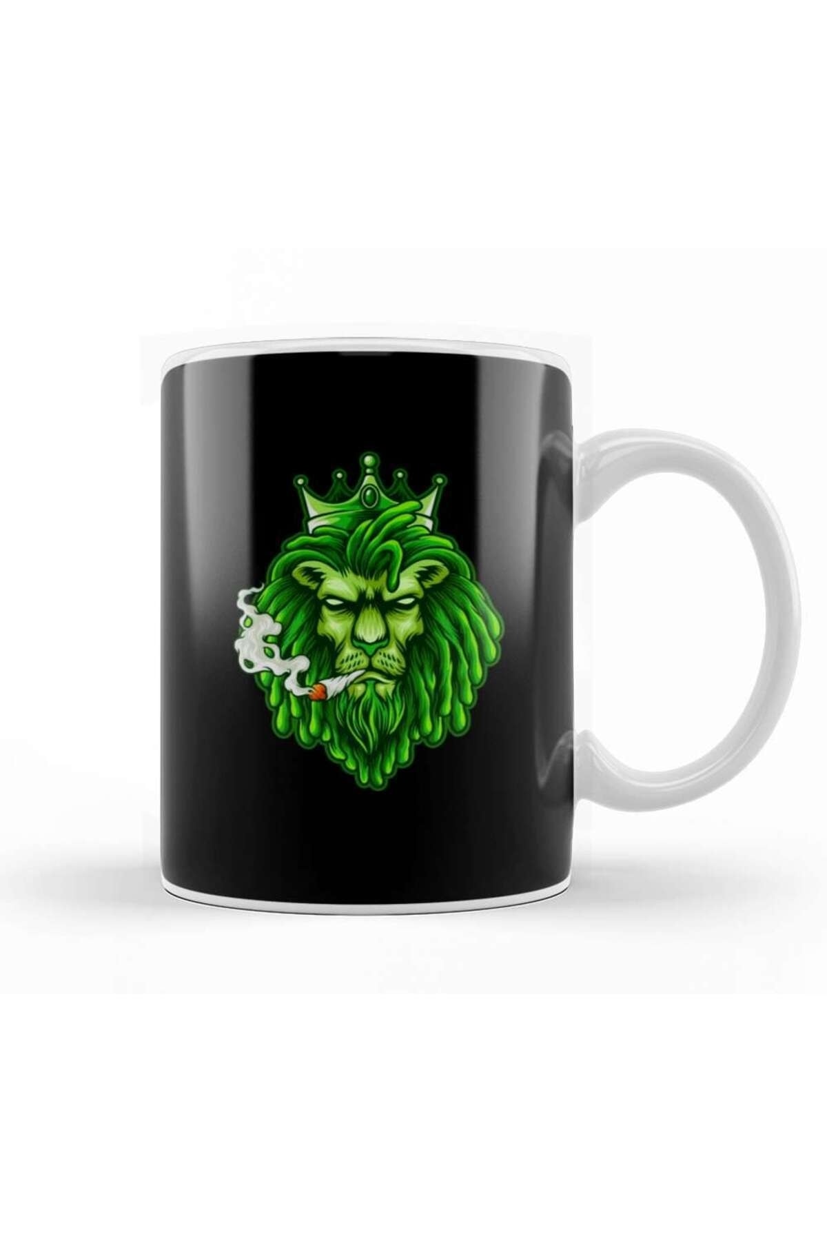 Funny Weed Kush Pot Green Lion Smoking Stoner Mug Porcelain