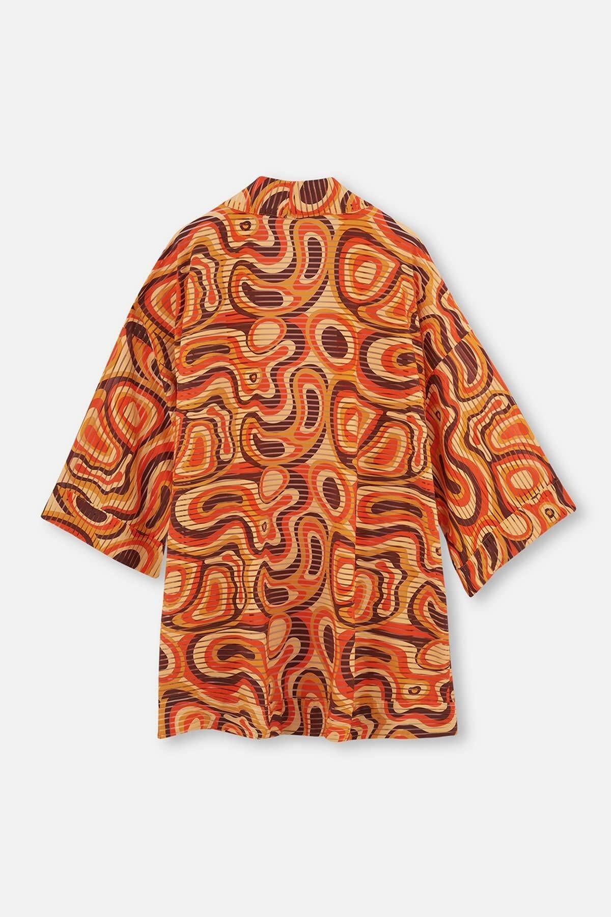 Dagi-Tile - Orangefarbener kurzer Kimono 7