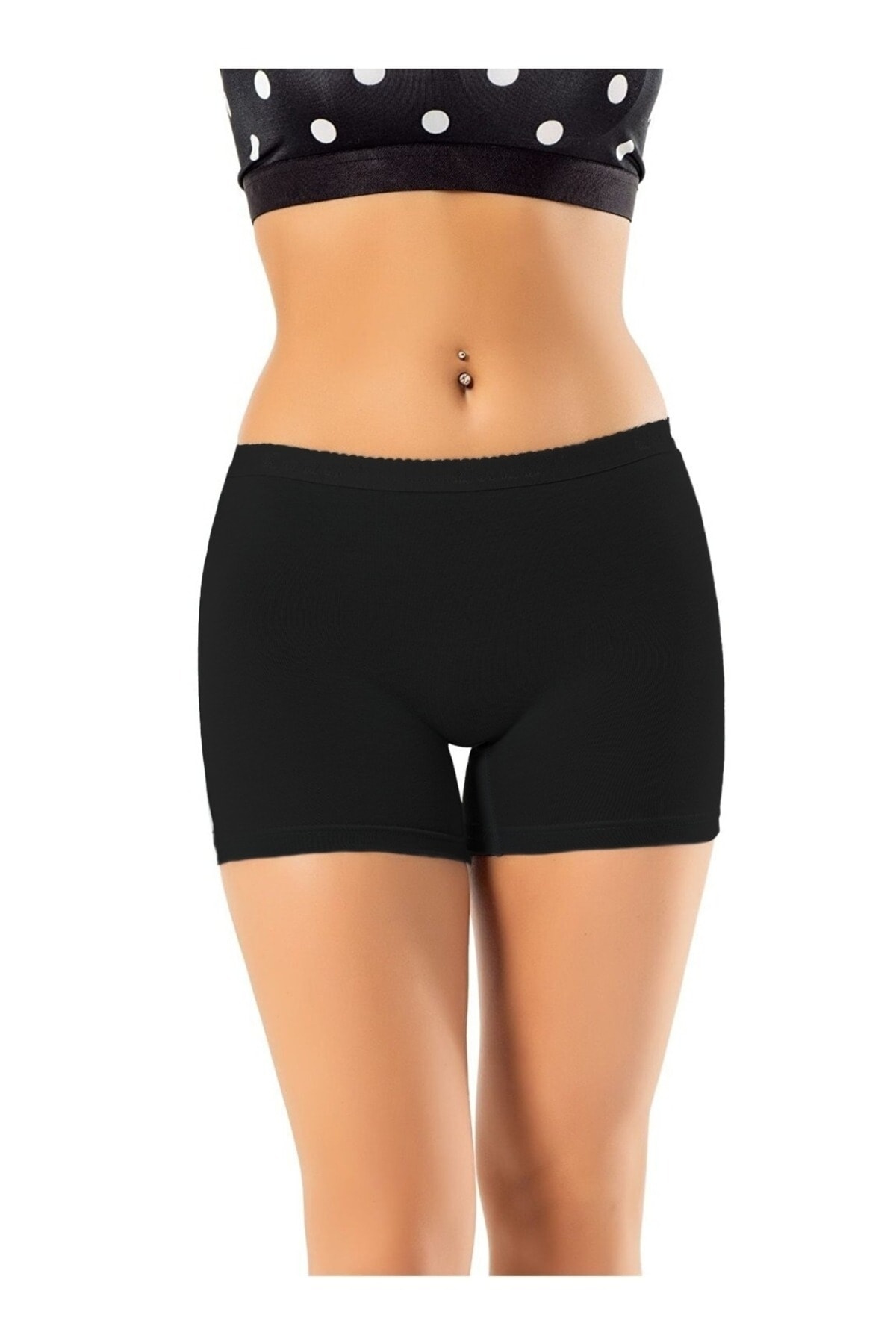 Boubon Co Siyah Likralı Kadın Boxer Şort