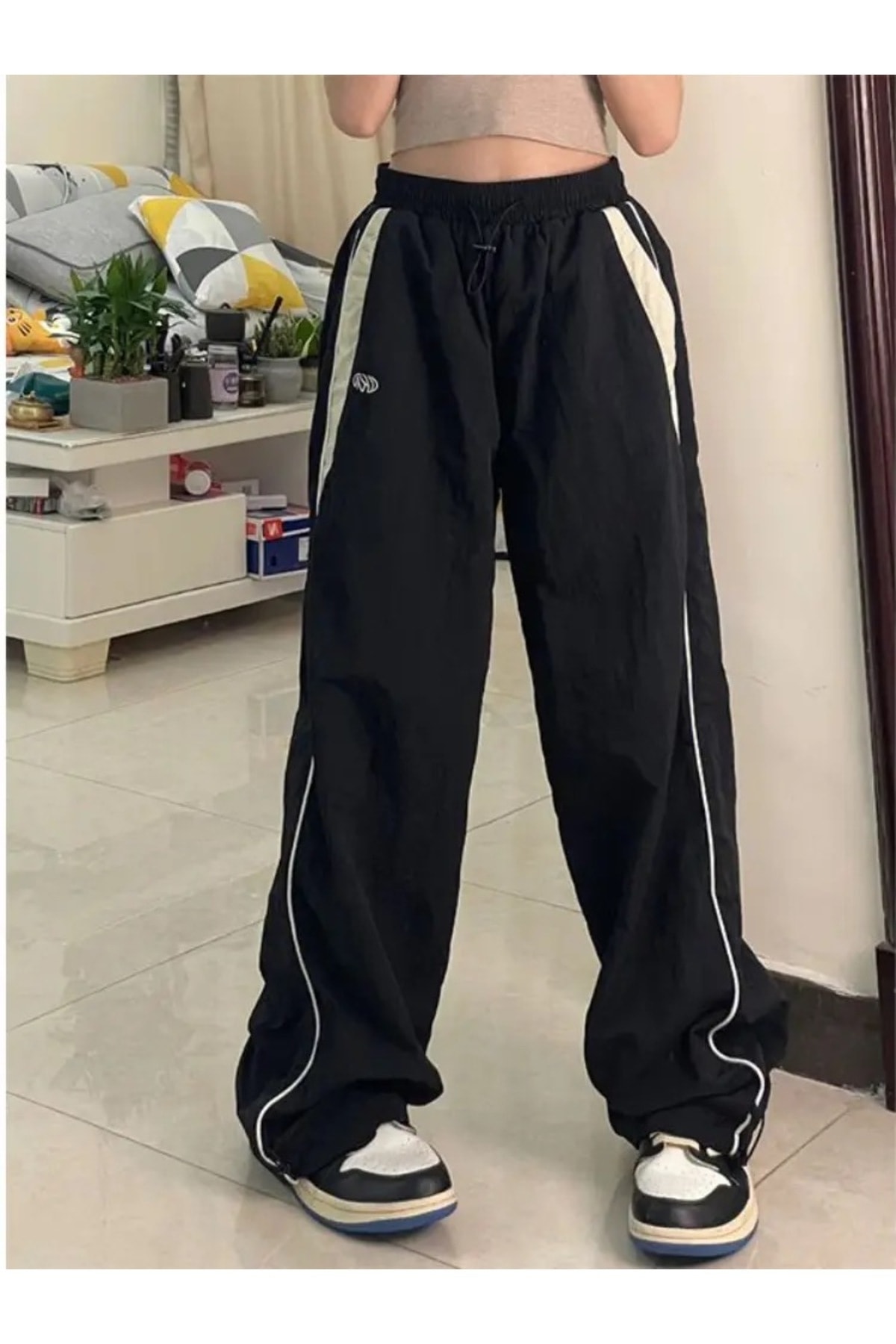 Köstebek Fashion Streetwear Oversize Casual Çizgili Jogger Pantolon