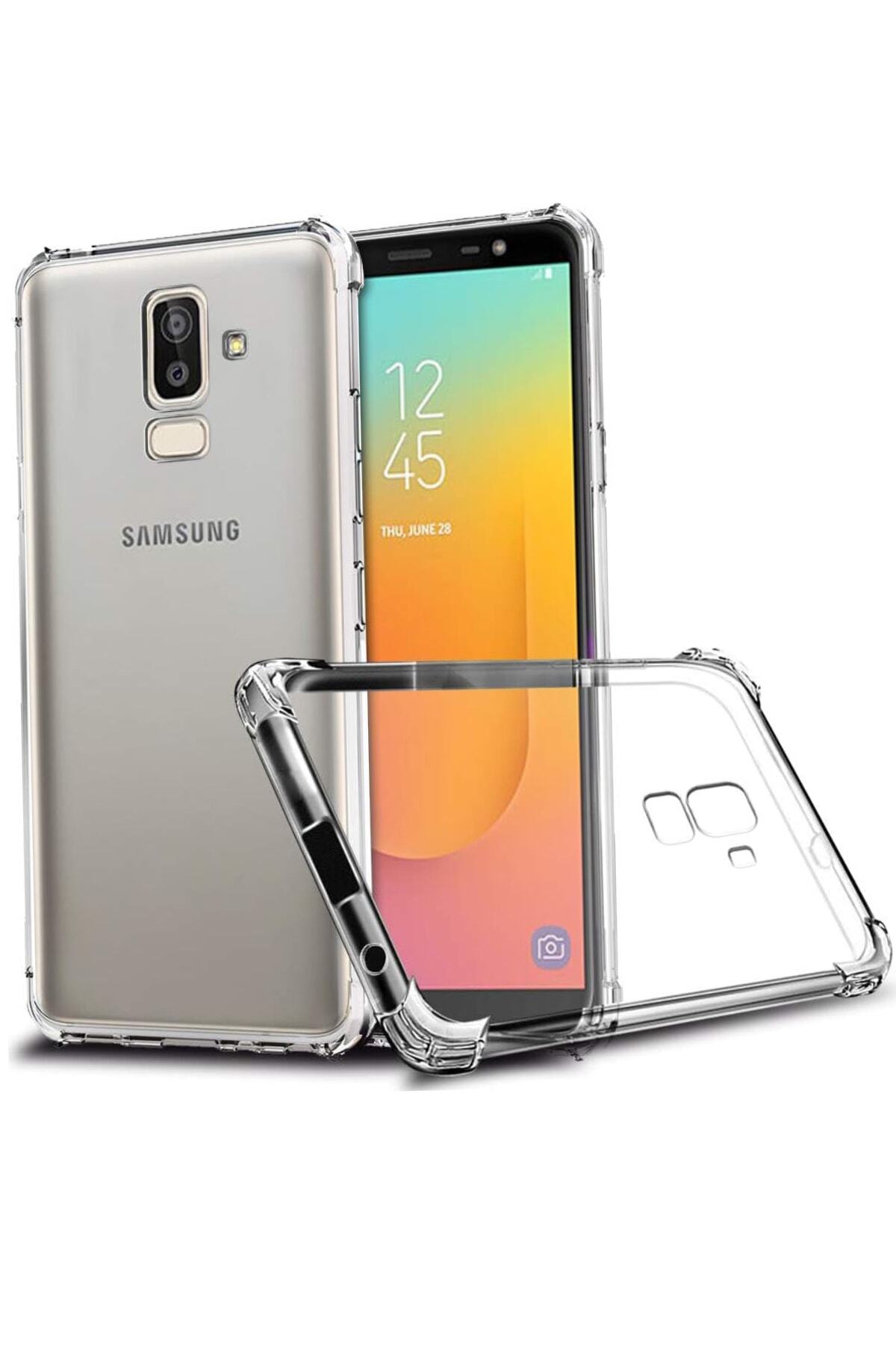 Samsung Galaxy J8 Kapak Airbag Antishock Köşe Korumalı Şeffaf Silikon Kılıf