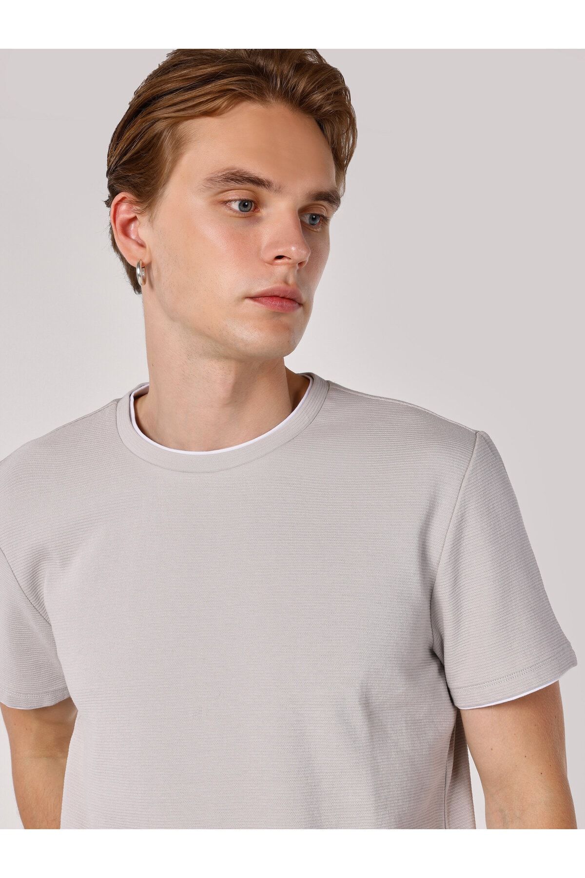Colin’s گردن دوچرخه مناسب به طور منظم آستین کوتاه مردانه خاکستری T shirt