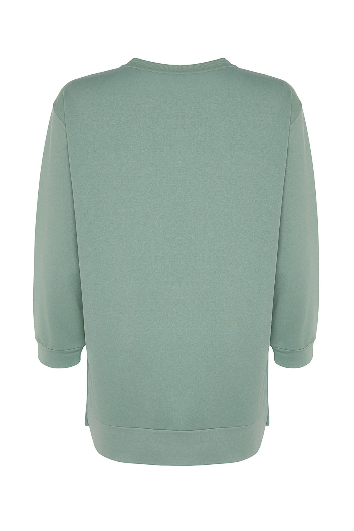 Trendyol Curve-Mintfarbenes, dünnes Strick-Sweatshirt mit Schlitz und Details TBSSS22SW0173 8