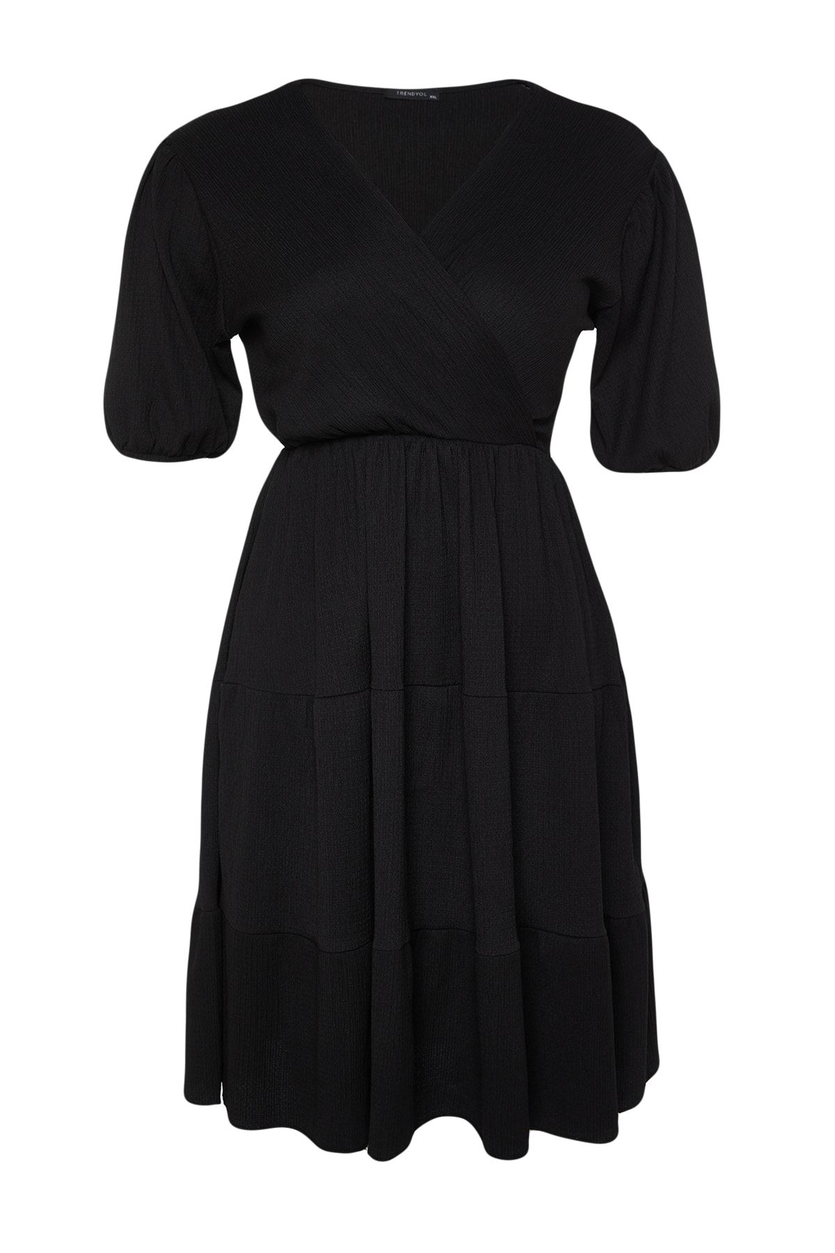Trendyol Curve-Rochie tricotată de mărime mare, cu decolteu în V, cu închidere dublu, TBBSS22EL2987 6