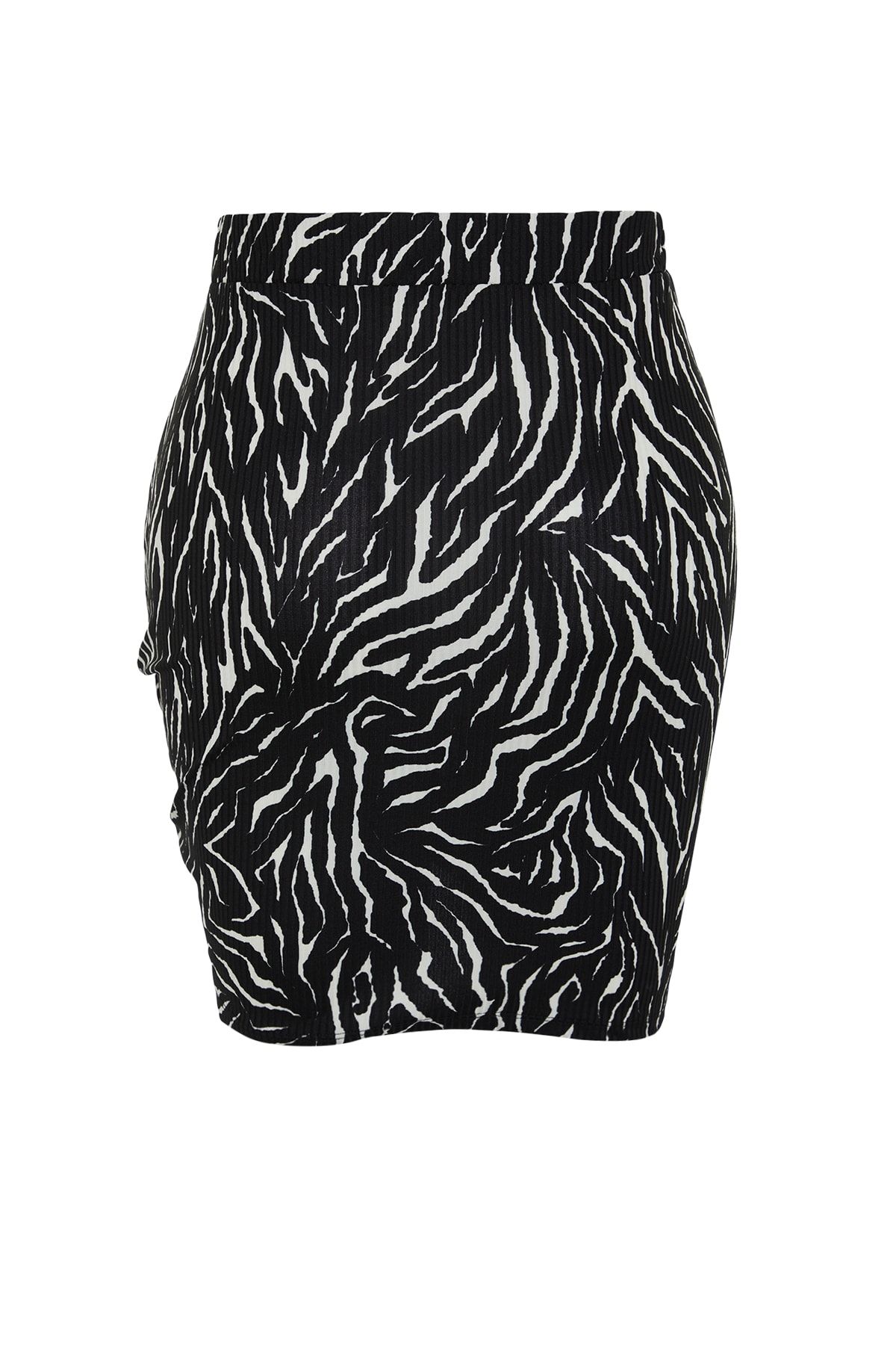 Trendyol Curve-Plus Size Multicolor Animal Print Knitted Skirt - Tbbss22Et00001 8