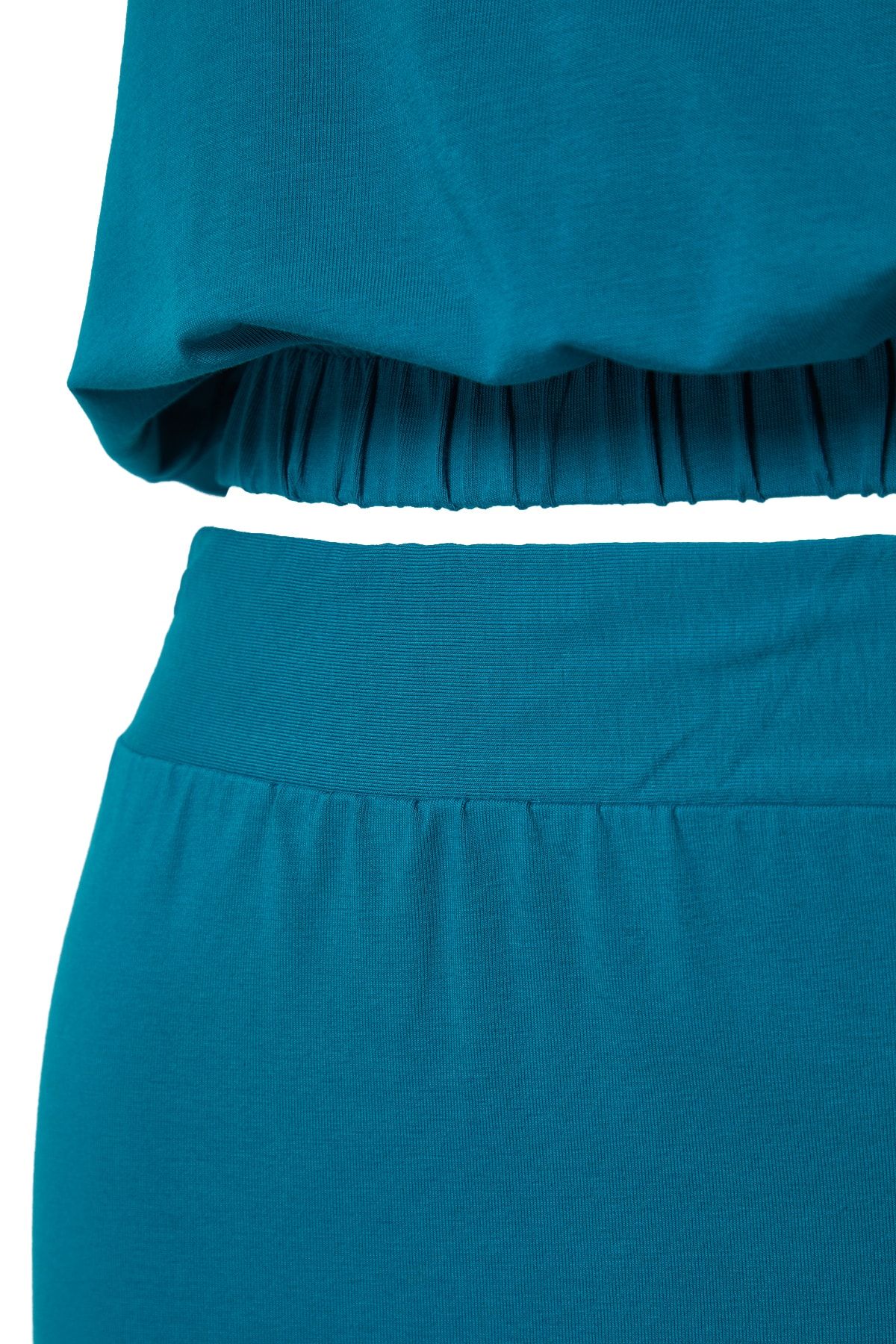 Trendyol Curve-Petrol Crew Neck Knitted Bottom-Top Set TBBSS22AU0003 7