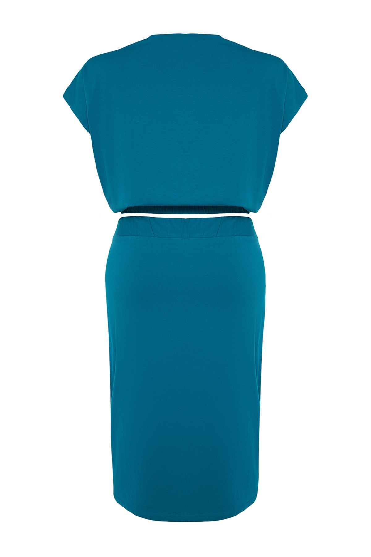 Trendyol Curve-Petrol Crew Neck Knitted Bottom-Top Set TBBSS22AU0003 8