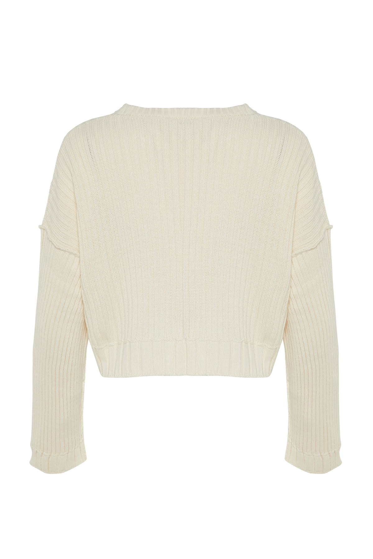 Trendyolmilla  Ekru Süper Crop Basic Triko Kazak TWOAW24KZ00275 - Görsel 8