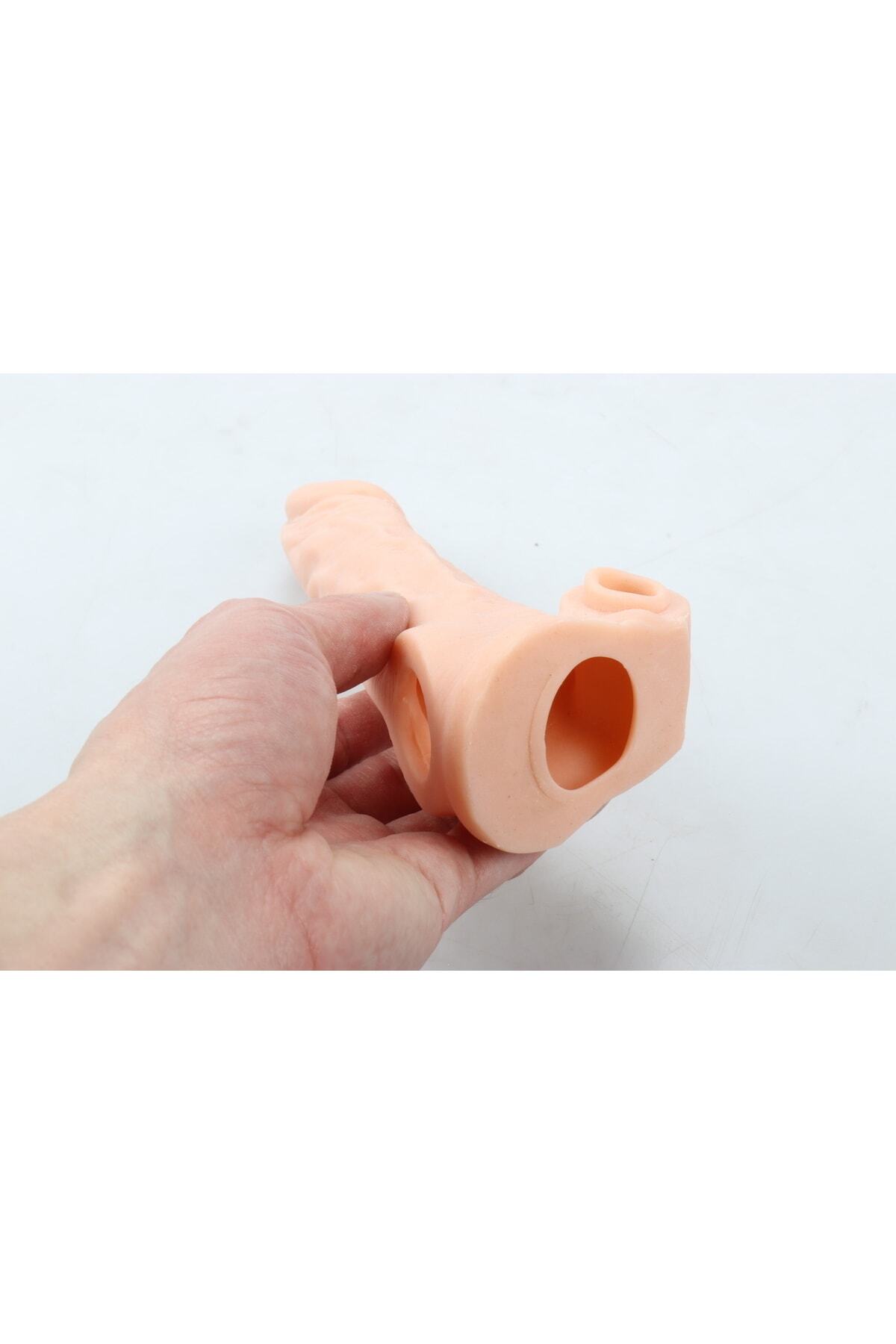 17 cm  Titreşimli Soft Yumuşak Dokulu Realistik Tırtıklı Penis Kılıfı 5