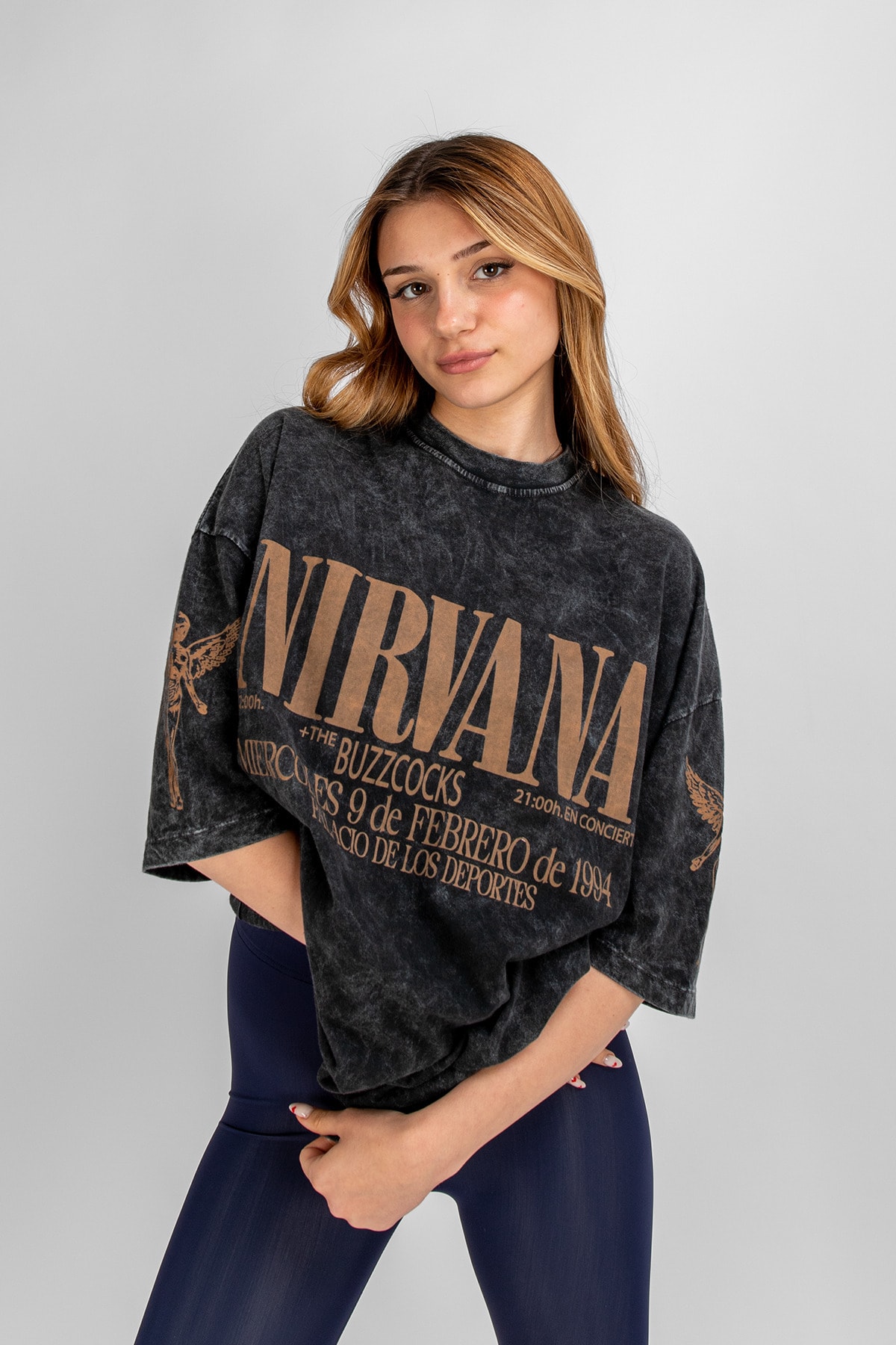 Pull&Bear X Nirvana back print t-shirt in black ASOS