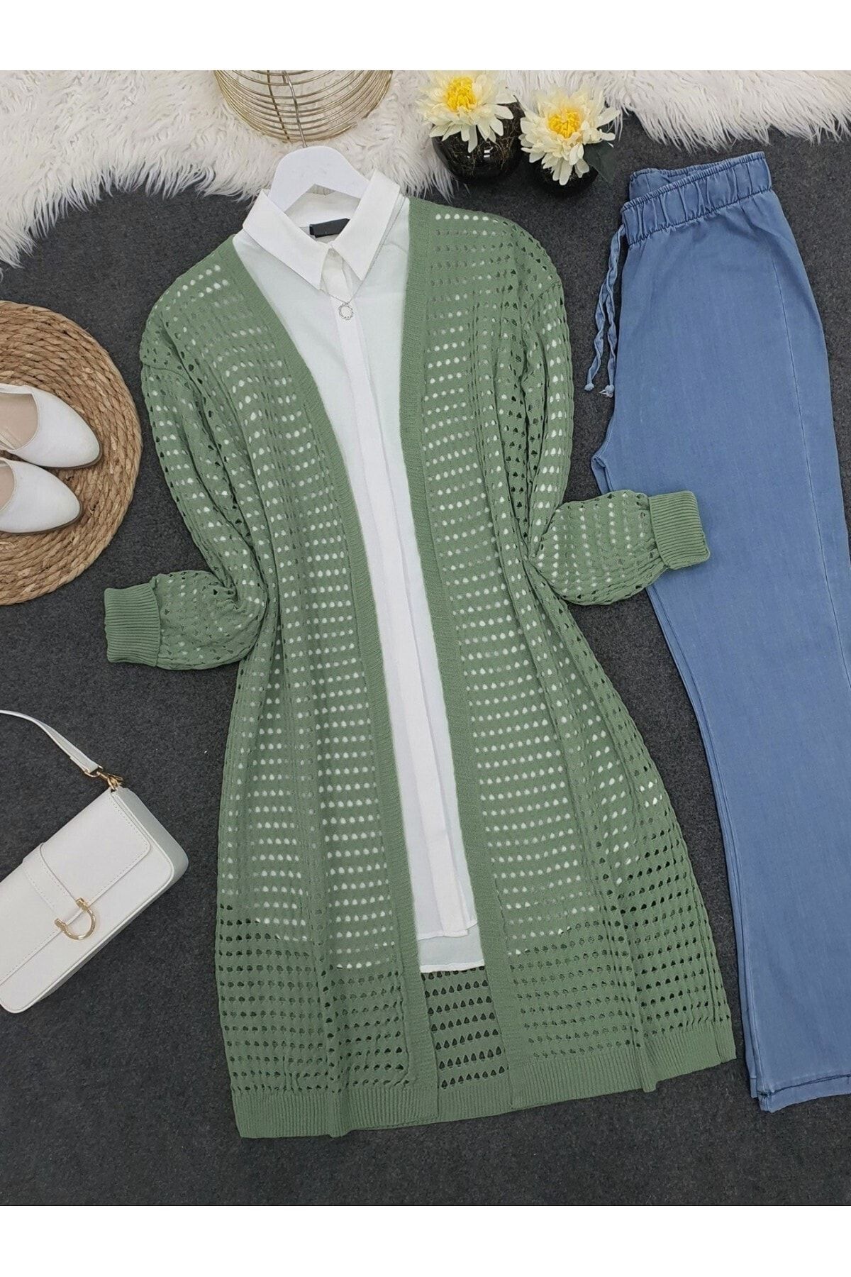 Modamorfo Openwork Long Cardigan Trendyol