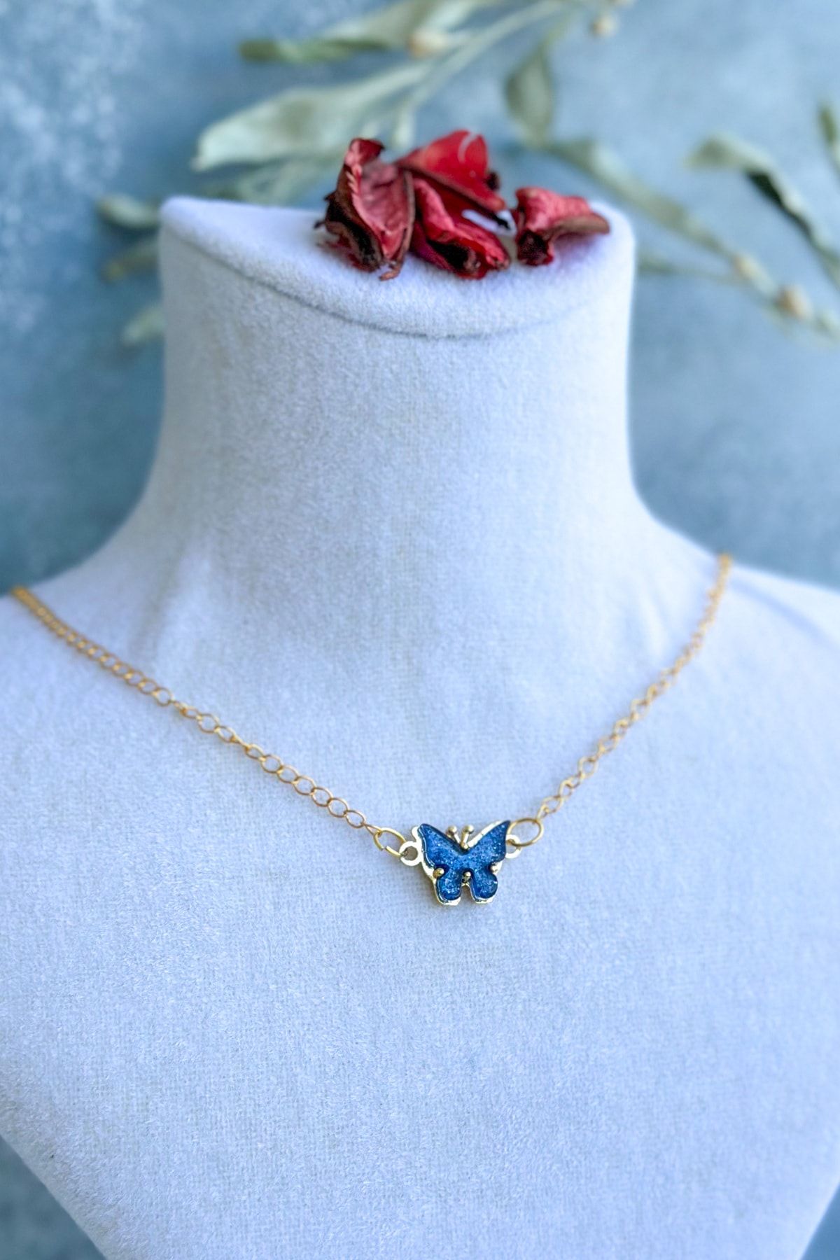 EfsunluTA Sodalit Natural Stone Butterfly Necklace Trendyol