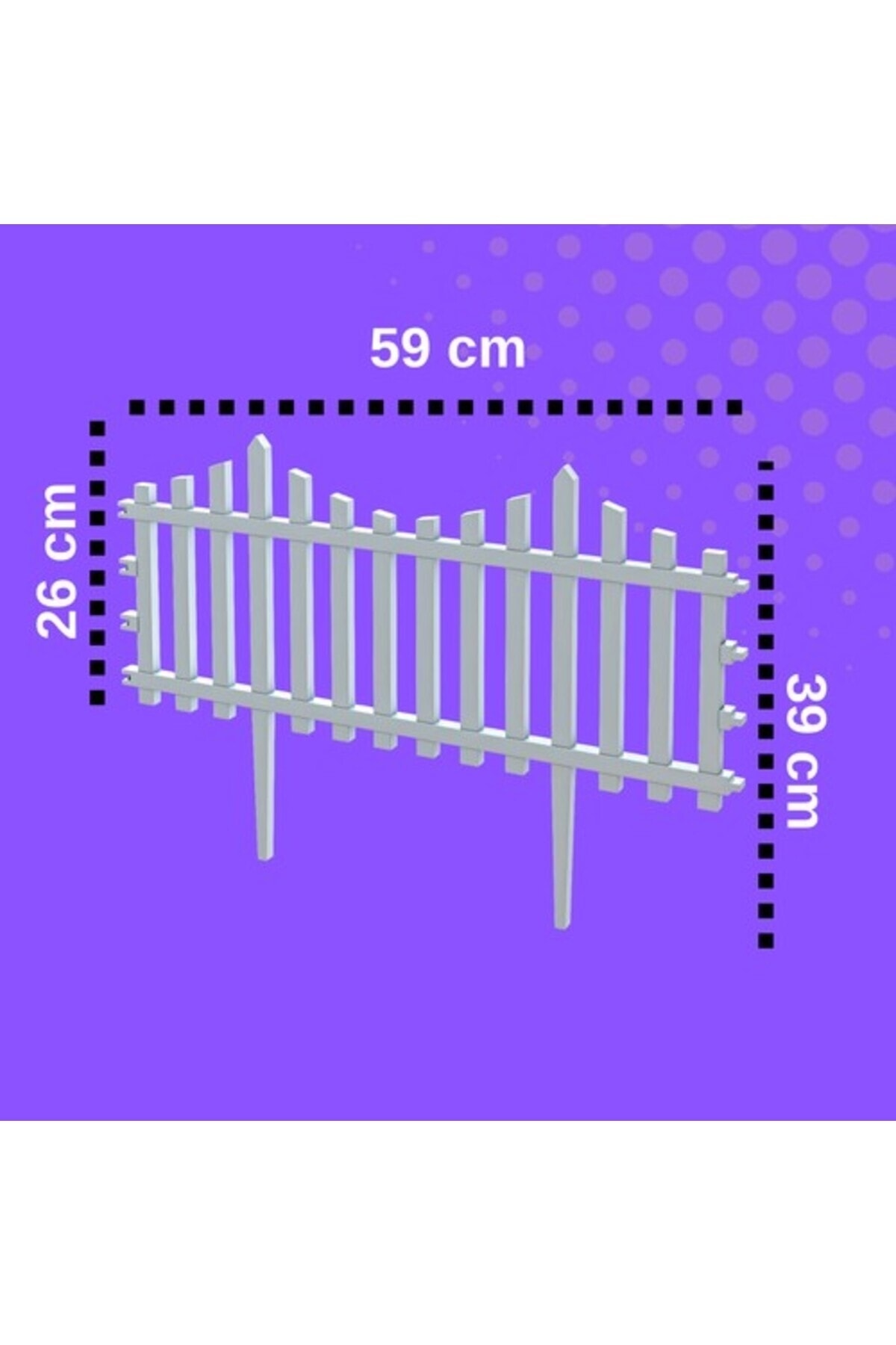 12 Adet 7,08 Metre Plastik Bahçe Çiti, Plastik Dekoratif Bahçe Çiti, 59 cm Bahçe Çiti, Beyaz 2