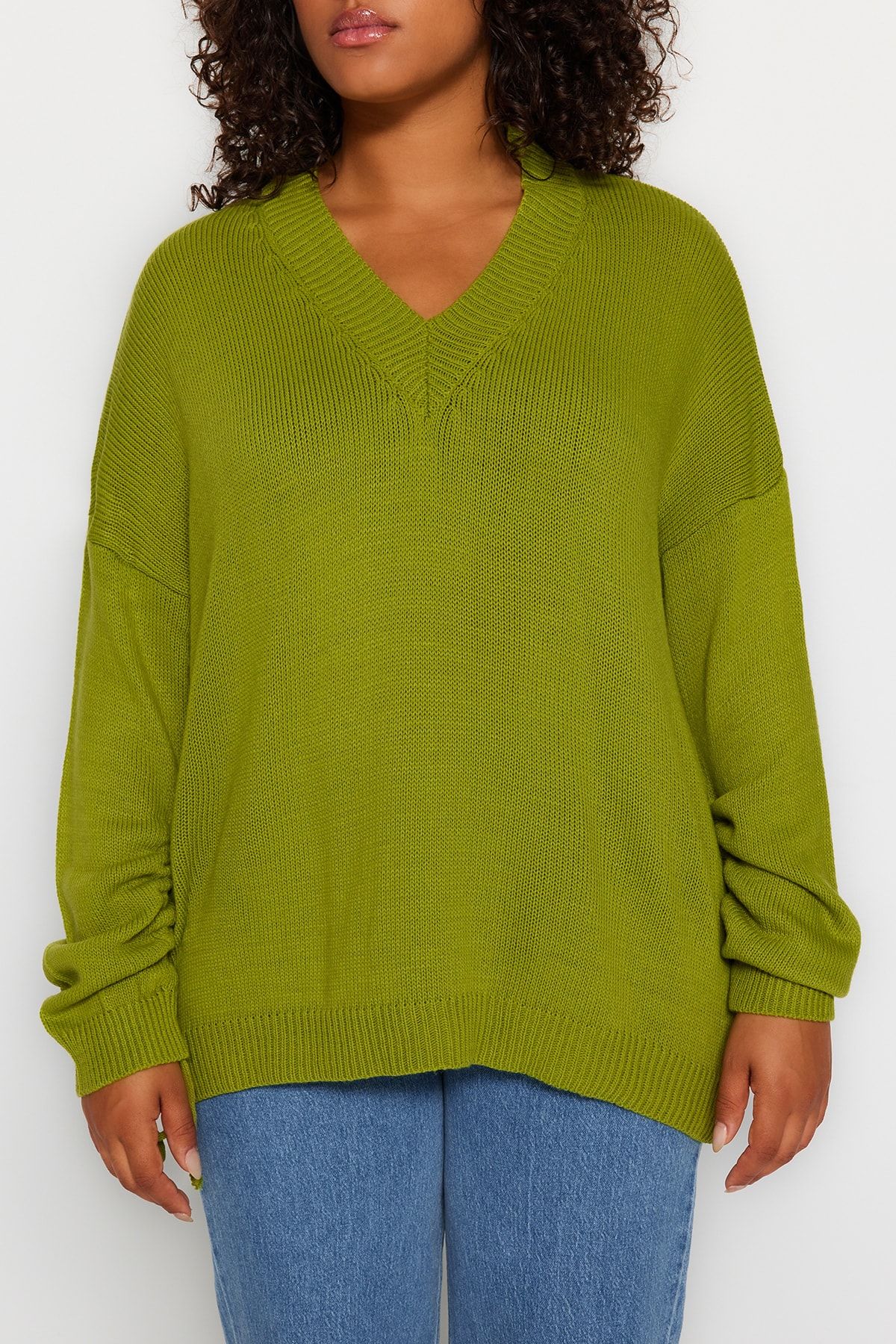 Lime green plus size sweater sales