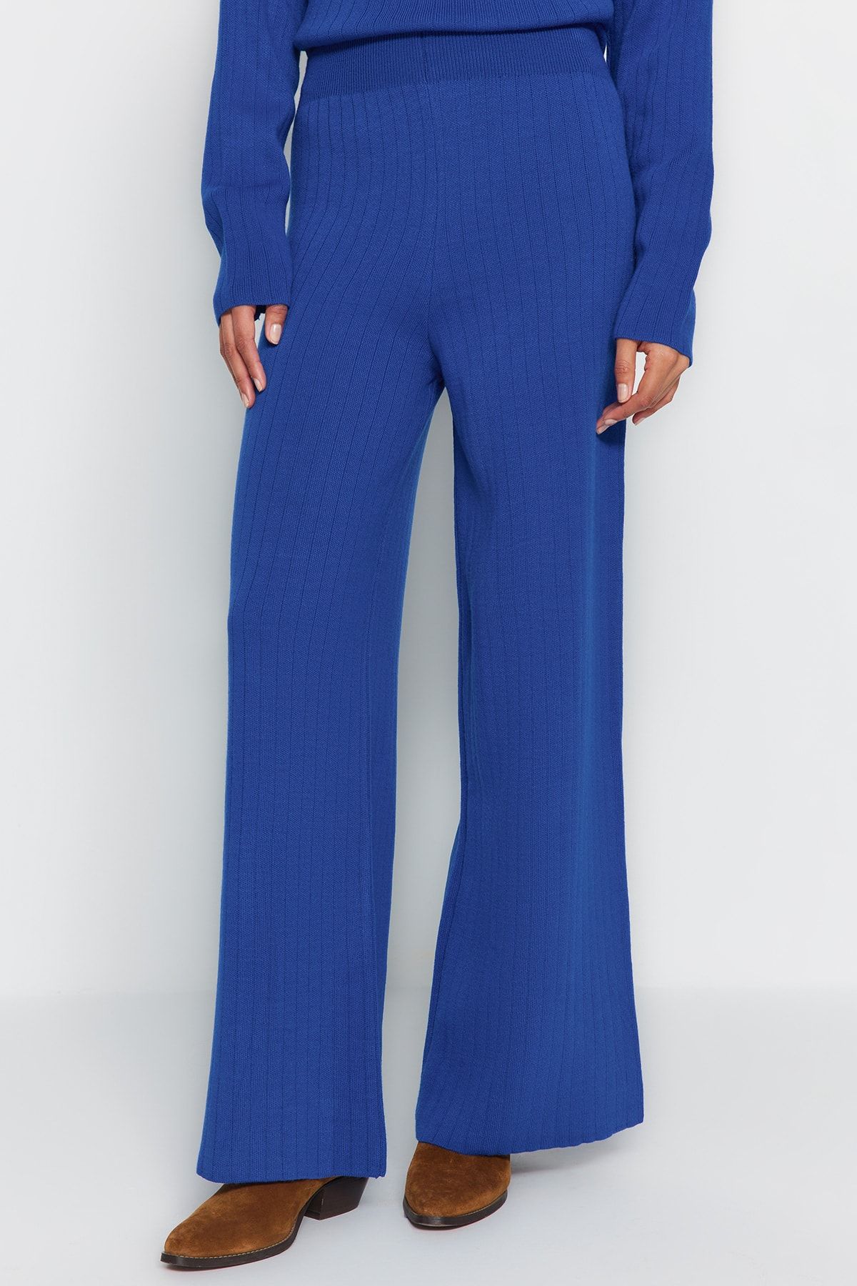 Trendyol Collection-Indigo Basic kötöttáru alsó-felső szett - széles szabású TWOAW23AU00255 4