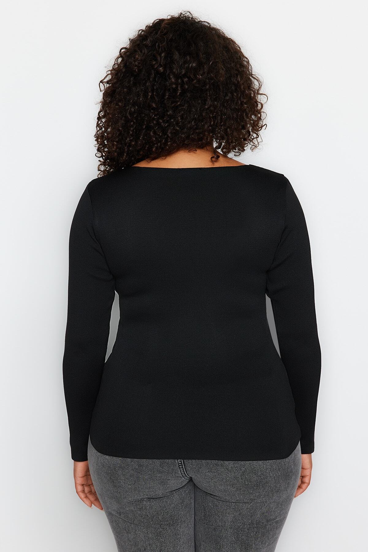 Trendyol Curve-Black Cross Body Hugging Britli Knitwear Svetr Tbbaw24An00011 5