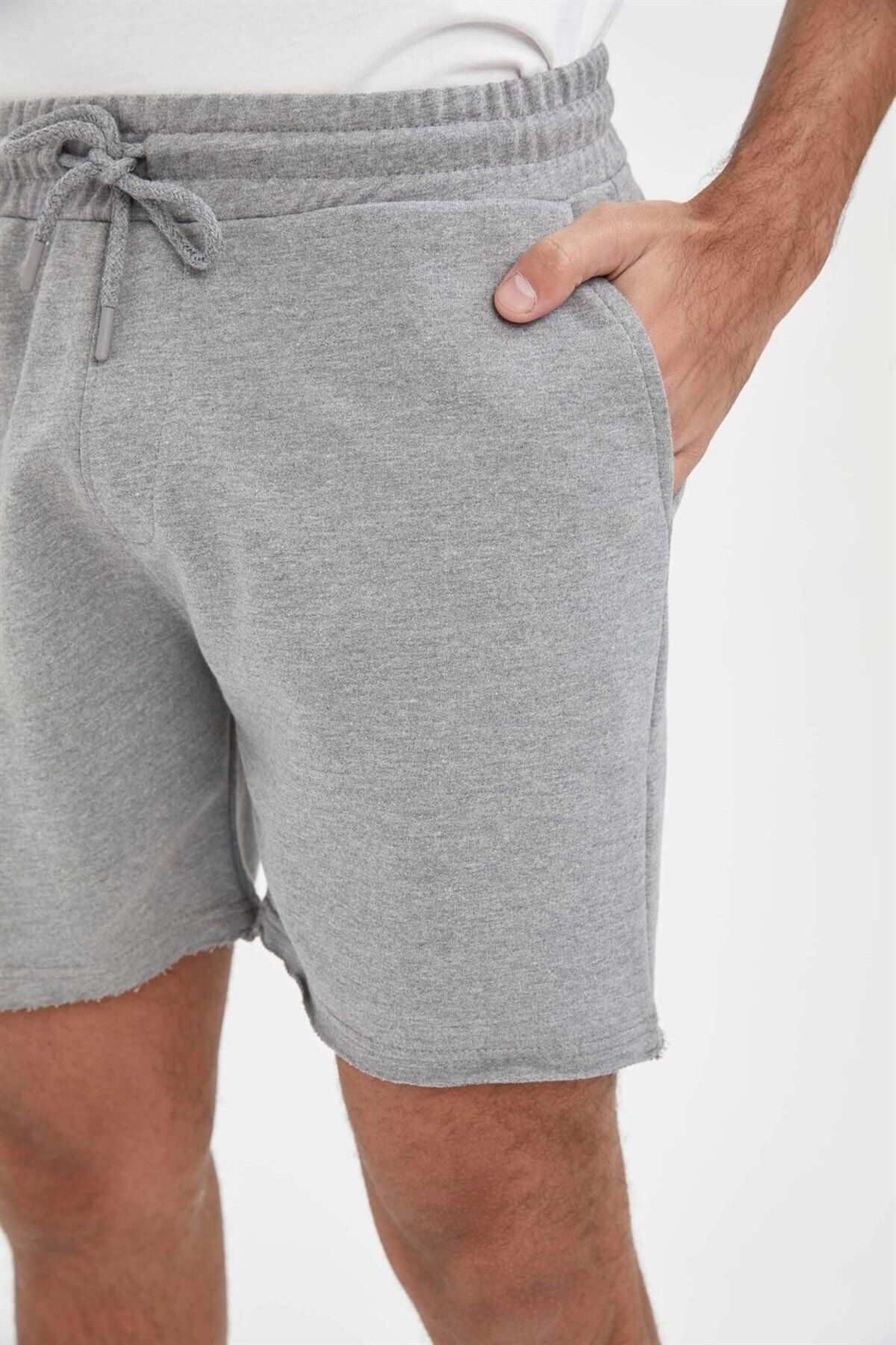 soydance Thin Fabric Combed Cotton Shorts grey Trendyol