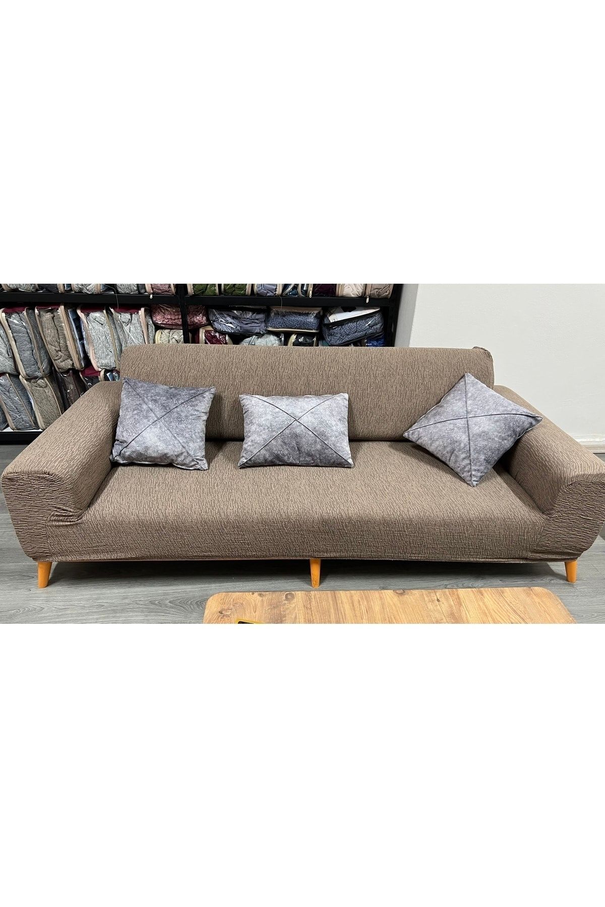 uzhanem-JACQUARD Luxury Sofa Cover - Squeegee Cover with Tree Shell Pattern, Brown Color (1 Piece) 1