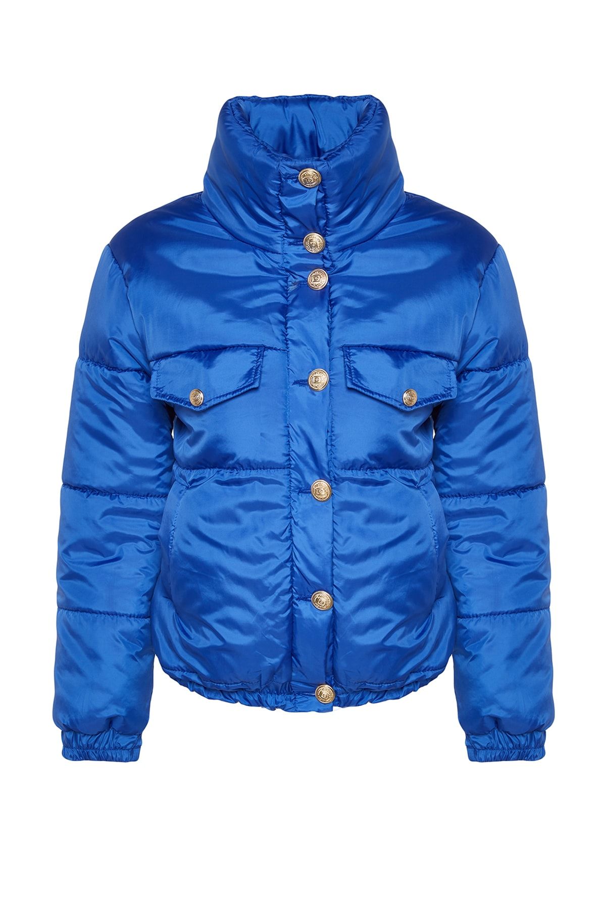 Trendyol Collection-Detailní prošívaná bunda Saks Blue Gold Button TWOAW24MO00052 6