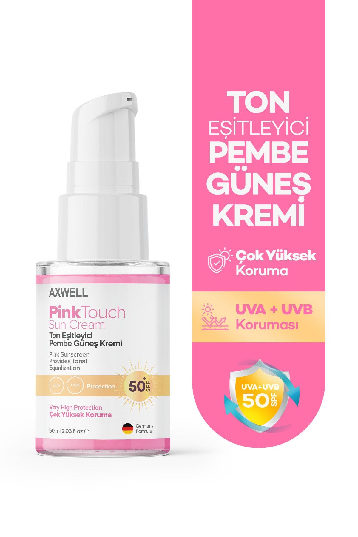 organisere Først søn AXWELL Spf 50+ Pink Touch Ton Eşitleyici Pembe Yüz Güneş Kremi 60 ml  Fiyatı, Yorumları - Trendyol