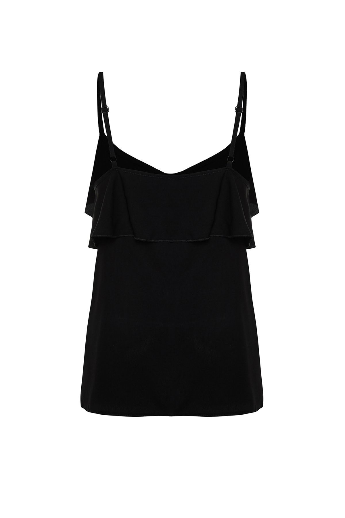 Trendyol Curve-Plus Size Black Flounce Collar Blouse - Adjustable Strap TBBSS22AF0023 6