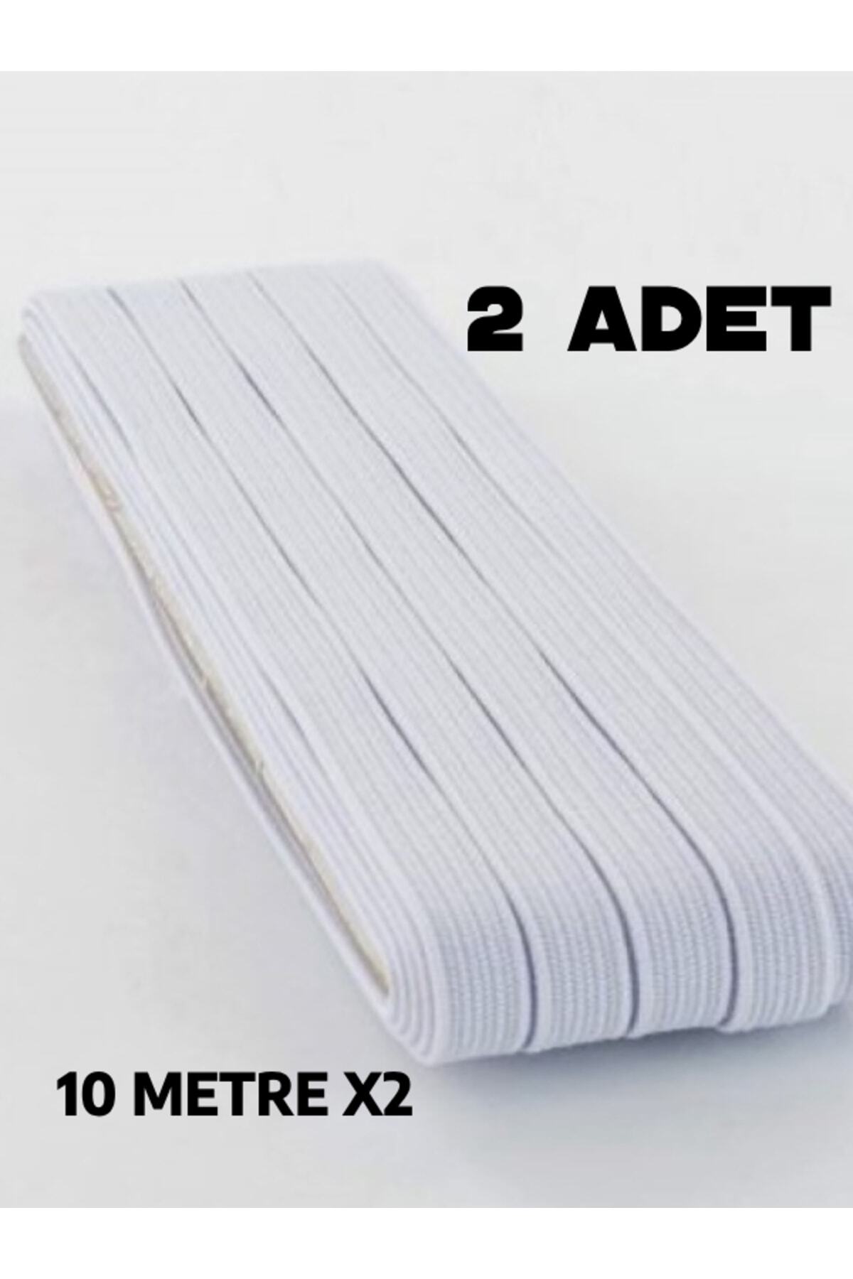 nistabolje 2 Adet Don Lastiği Esnek Beyaz Bel Lastiği Yassı Lastik Paça 20 Metre