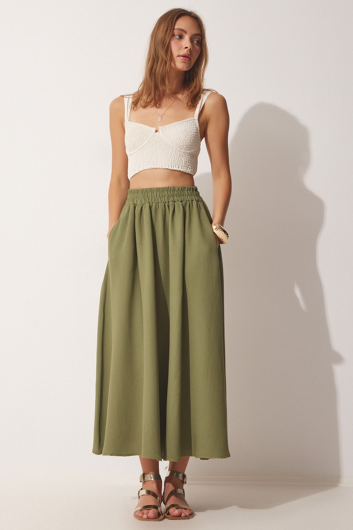 My squad olive green maxi skirt store