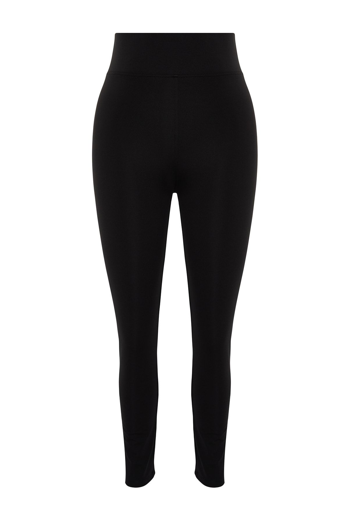 Trendyol Curve-Schwarze Leggings mit hoher Taille aus gestricktem Scuba-Stoff in Übergröße TBBSS22TA0026 7