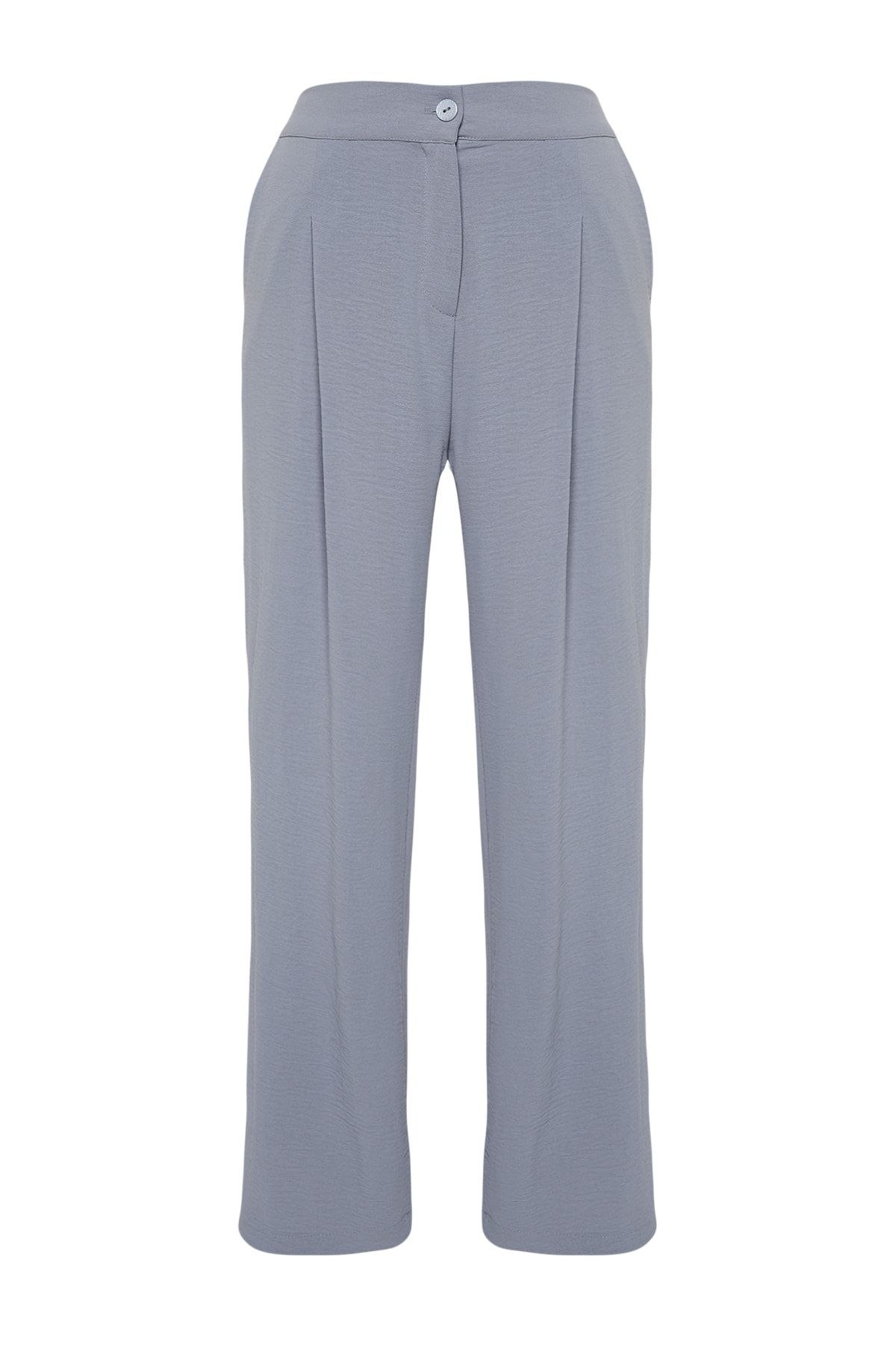 Trendyol Curve-Grau melierte Bundfaltenhose mit hoher Taille - TBBSS22PL0448 6