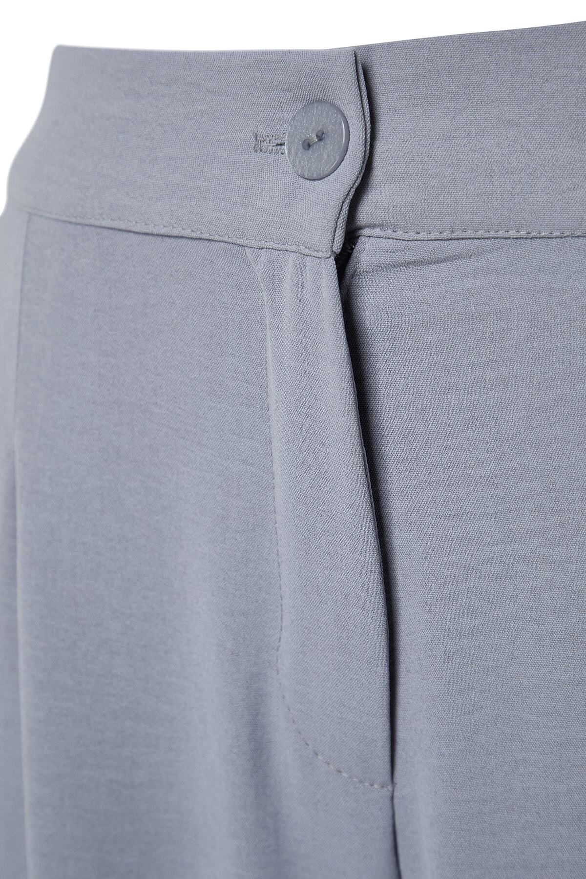 Trendyol Curve-Grau melierte Bundfaltenhose mit hoher Taille - TBBSS22PL0448 7