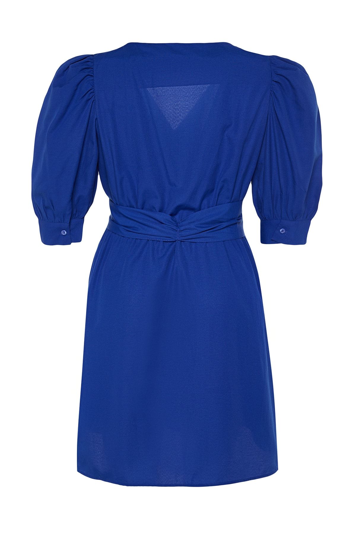 Trendyol Curve-Rochie cu guler dublu țesut cu brâu albastru TBBSS22EL1669 8