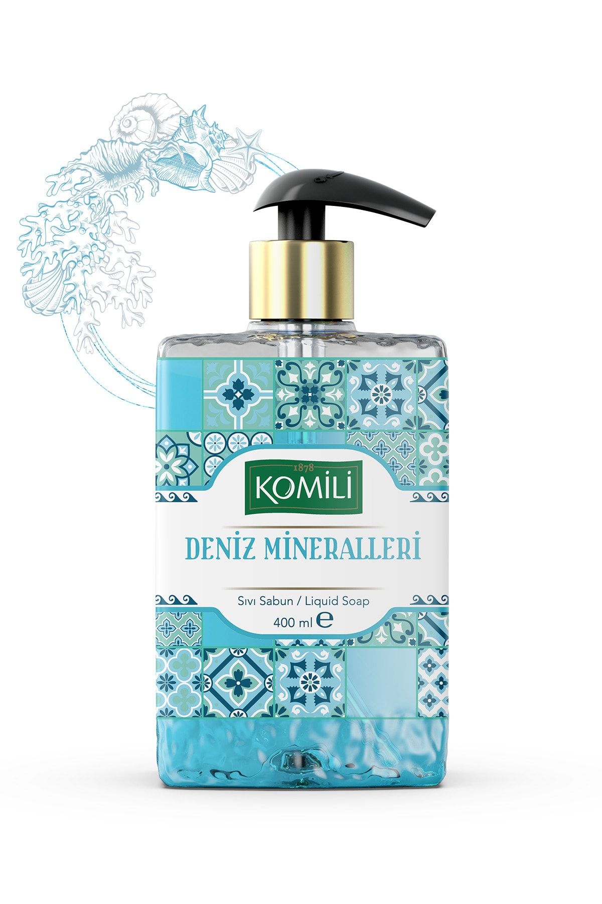 صابون مایع مواد معدنی دریایی ممتاز - تازه معطر - 400 میلی لیتر Komili