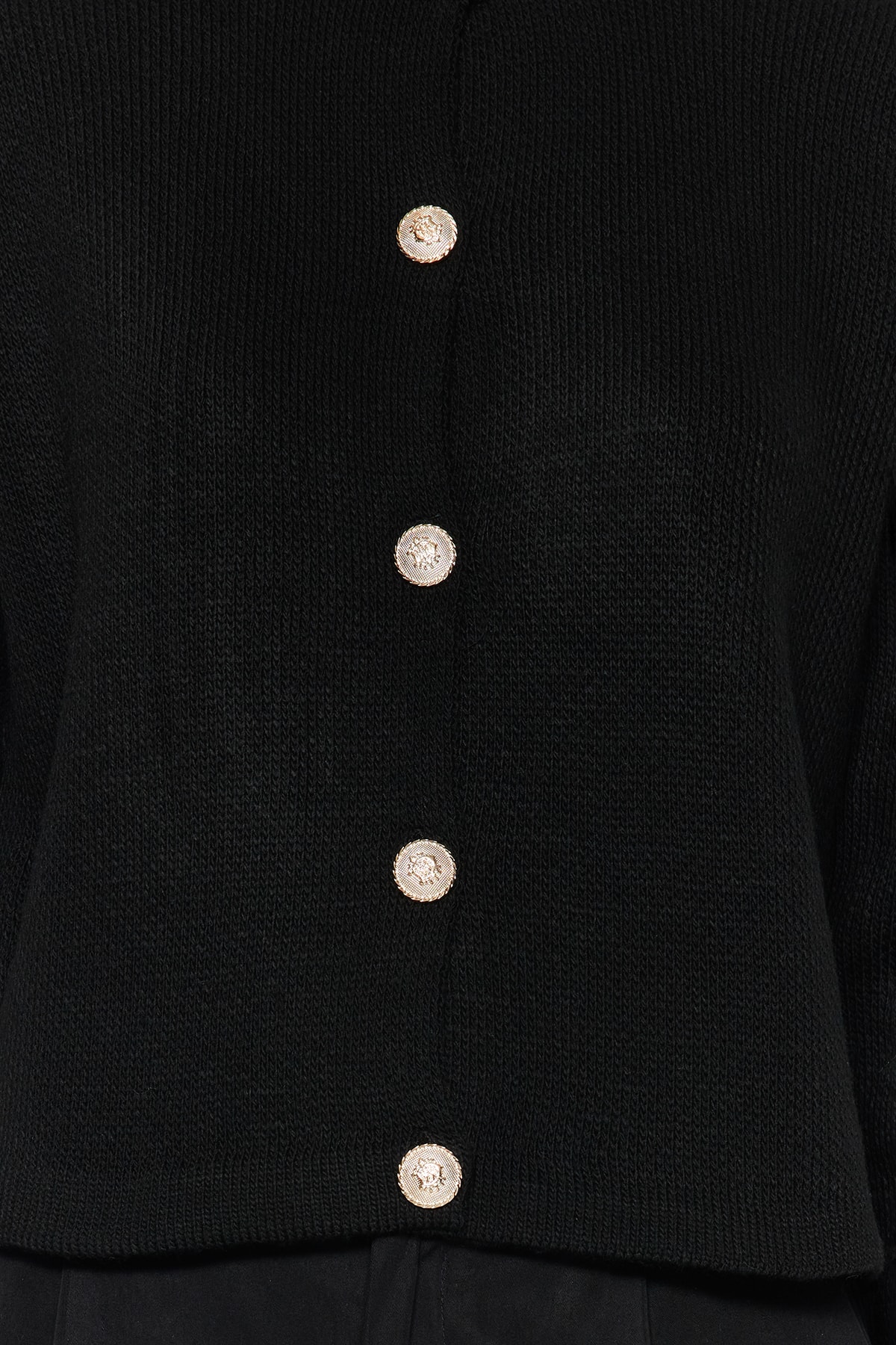 Trendyolmilla  Siyah Basic Ceket Görünümlü Triko Hırka TWOAW24HI00090 - Görsel 9