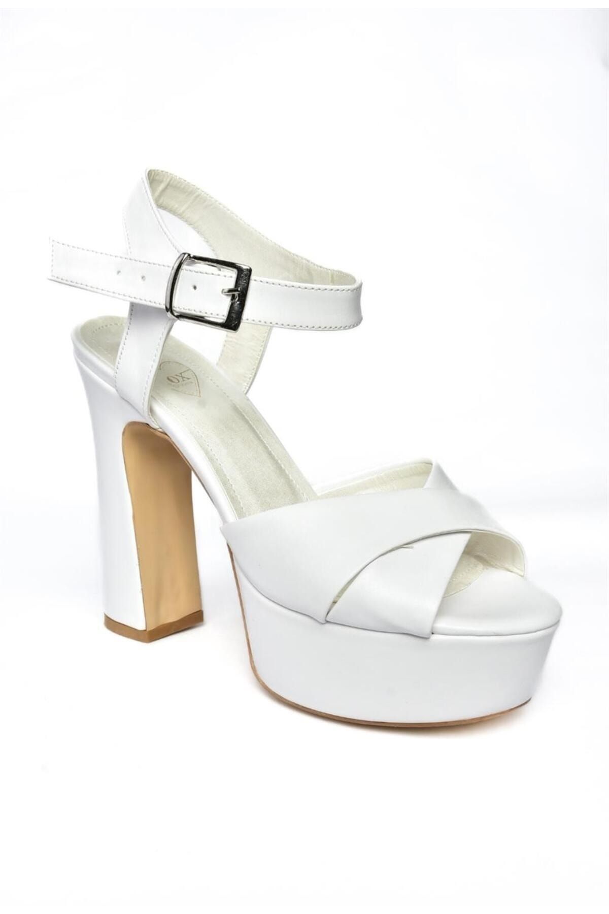 Fox Shoes-M348202409 Weiße Damen-Abendschuhe mit Plateauabsatz 6