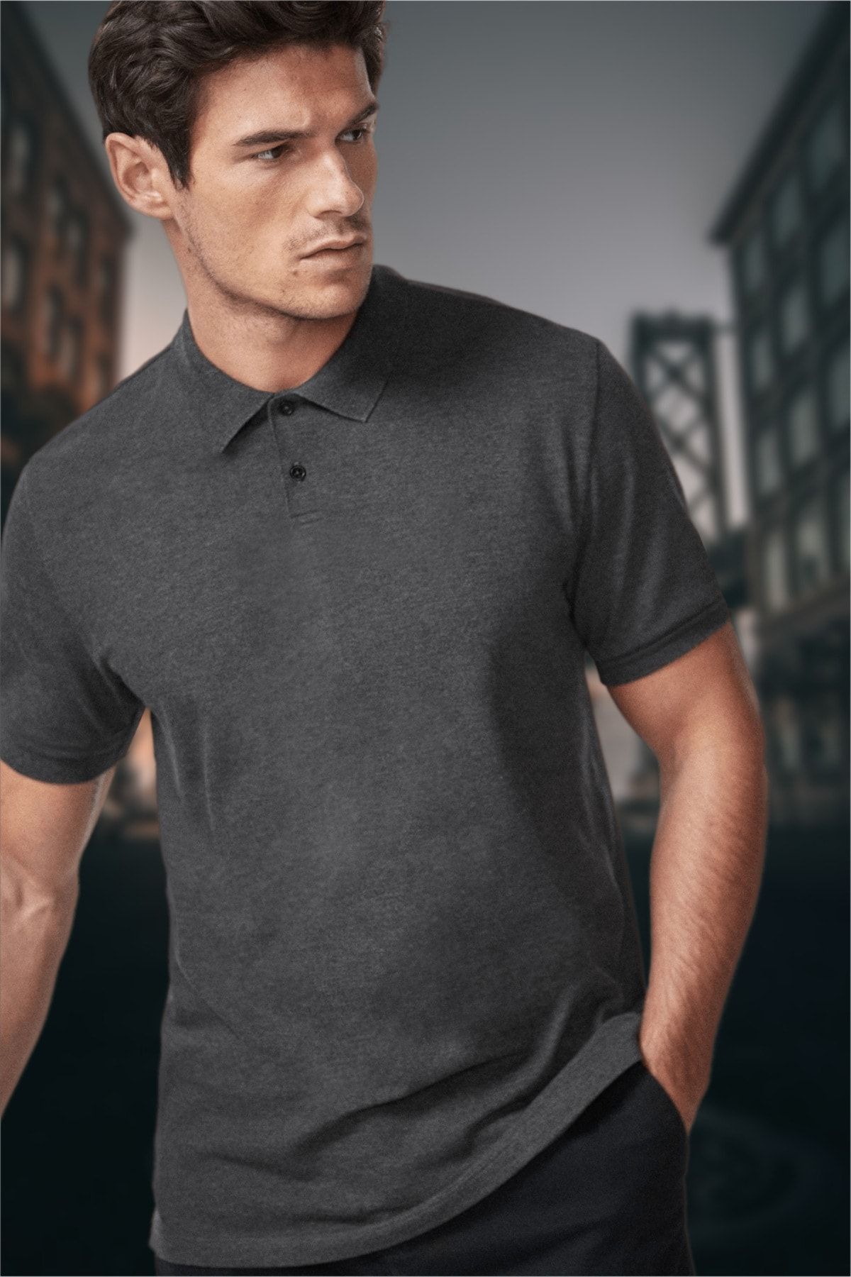 Dark gray outlet polo
