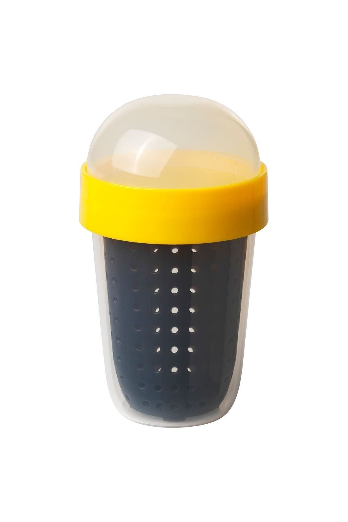 SPLITTERNY Snack container, gray/yellow, 10 oz - IKEA