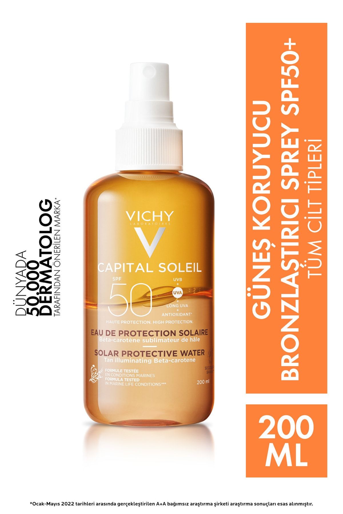Vichy کرم ضد آفتاب اسپری قوی Vichy Capital Soleil SPF 50 برنزه یکدست و صاف 200 میل