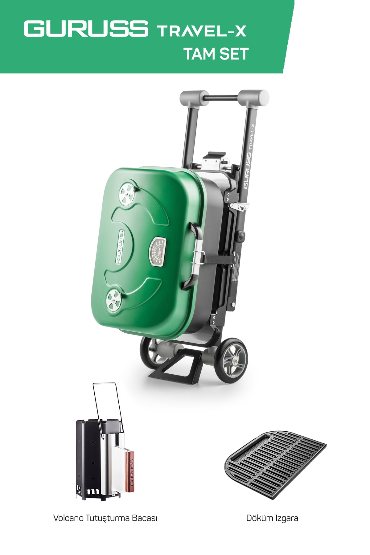 Travel-x Taşınabilir Mangal Tam Set Yeşil