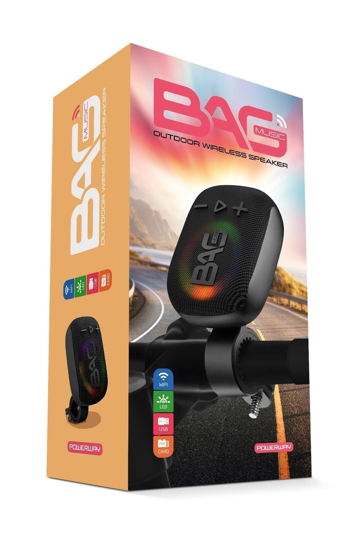 Bisiklet, Motorsiklet Uyumlu Gidon Kemer Aparatlı Hafıza Kartı Usb Girişli Bluetooth Hoparlör