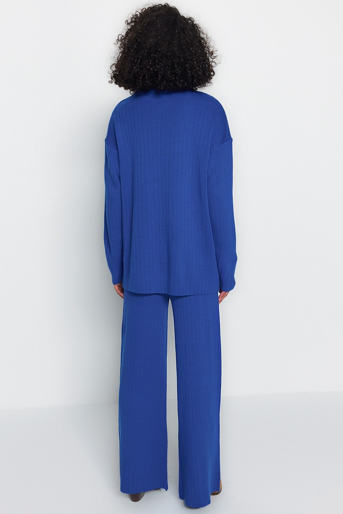 Trendyol Collection-Indigo Basic kötöttáru alsó-felső szett - széles szabású TWOAW23AU00255 5