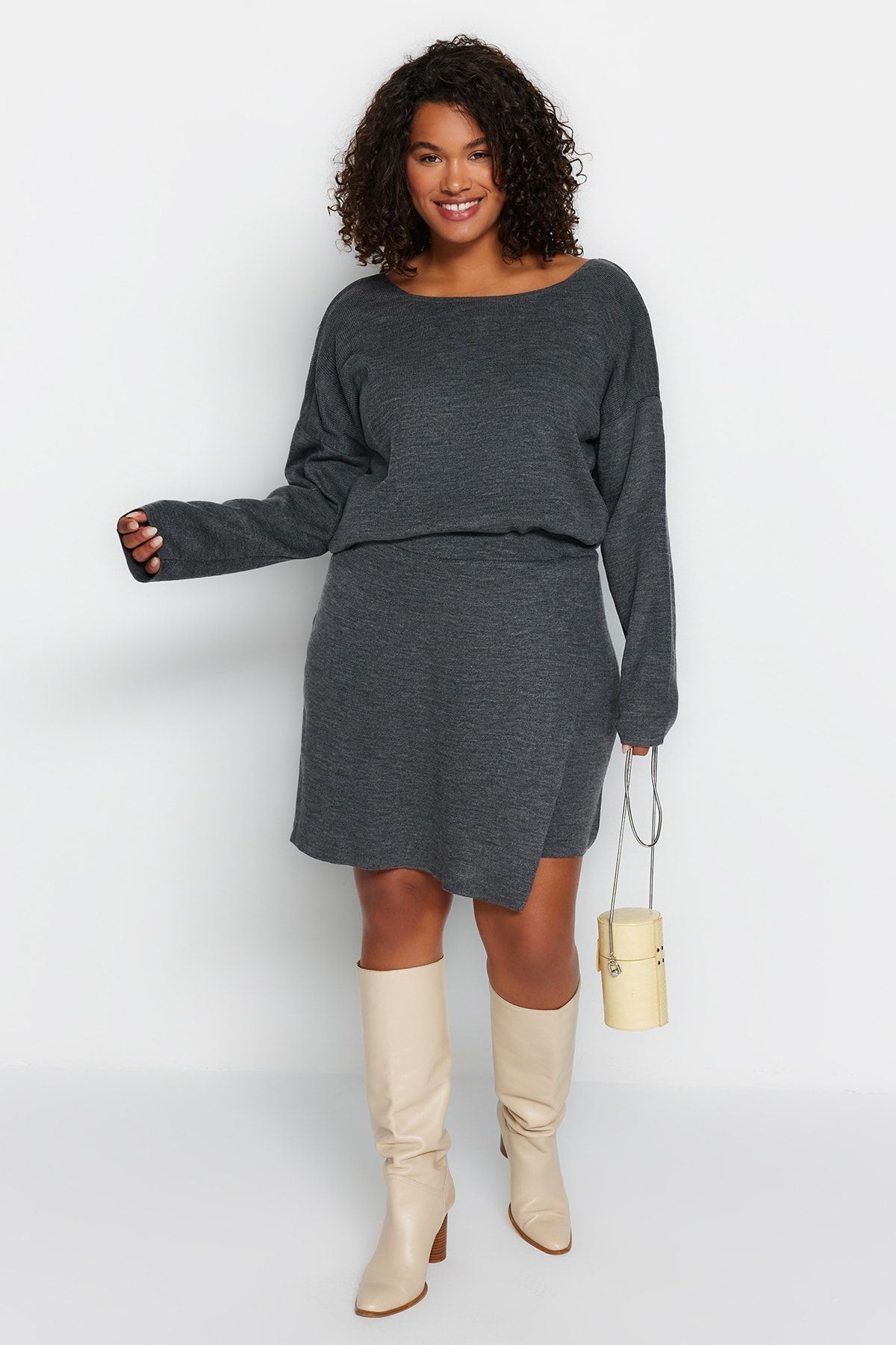 Plus size new arrivals grey sweater