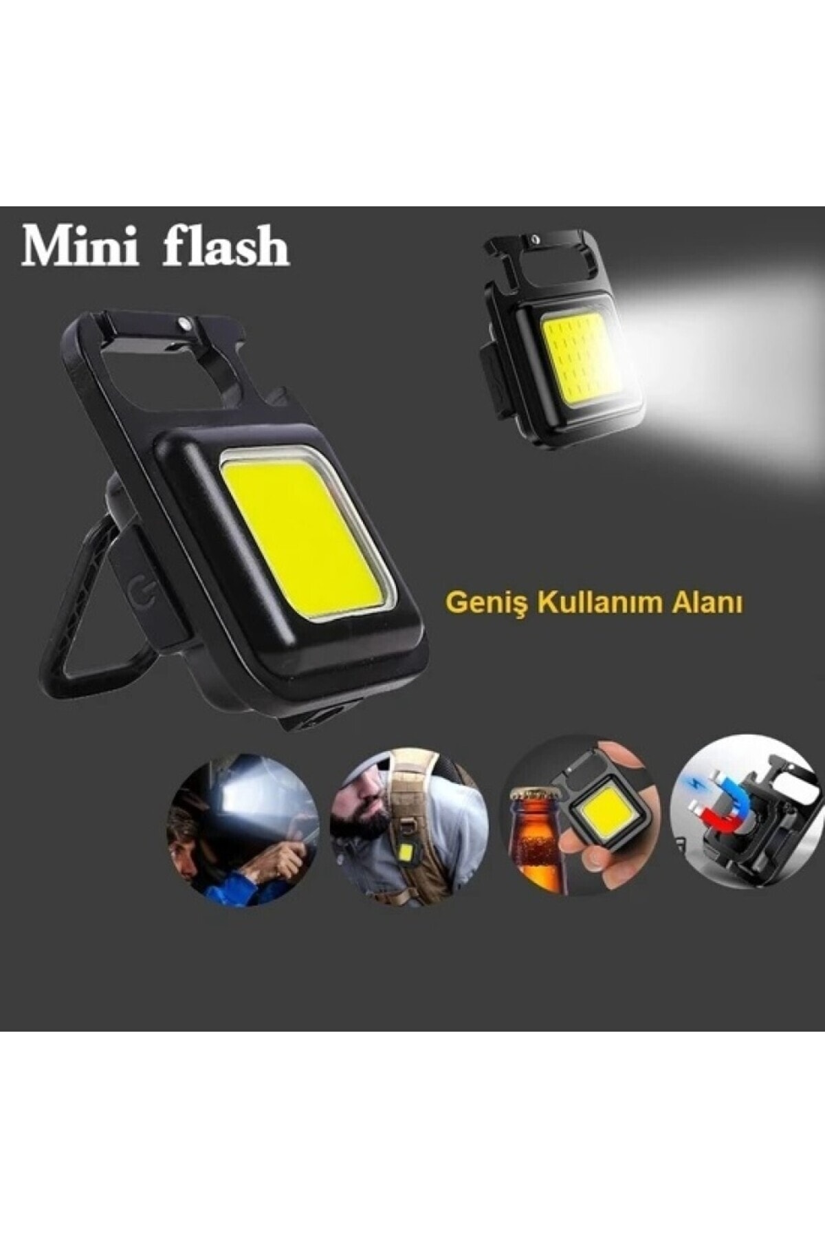 New Magnet Mini Carabiner Keychain 800 Lumen Flashlight 30 Cob Led Tpye-c Rechargeable