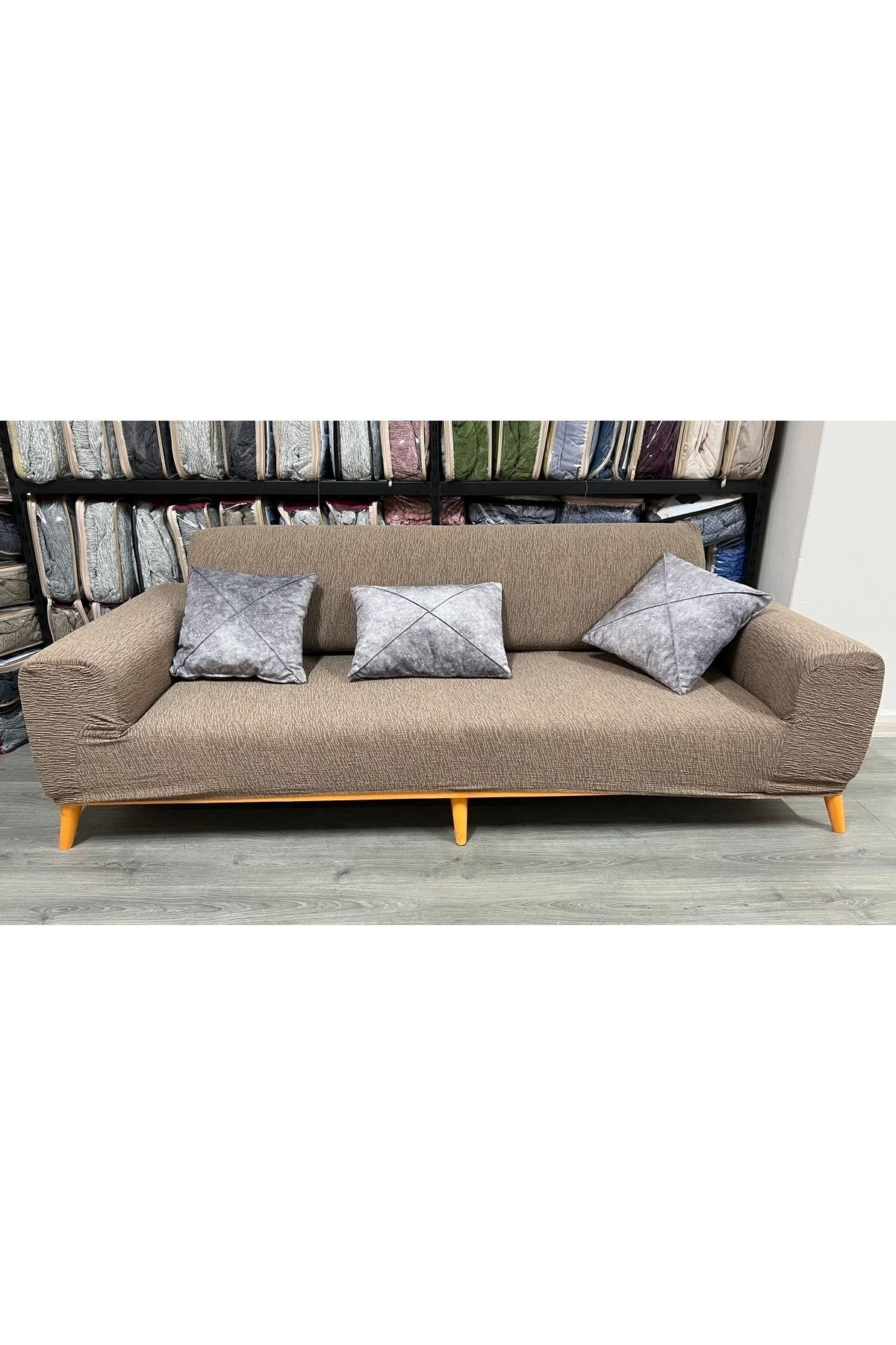 uzhanem-JACQUARD Luxury Sofa Cover - Squeegee Cover with Tree Shell Pattern, Brown Color (1 Piece) 3