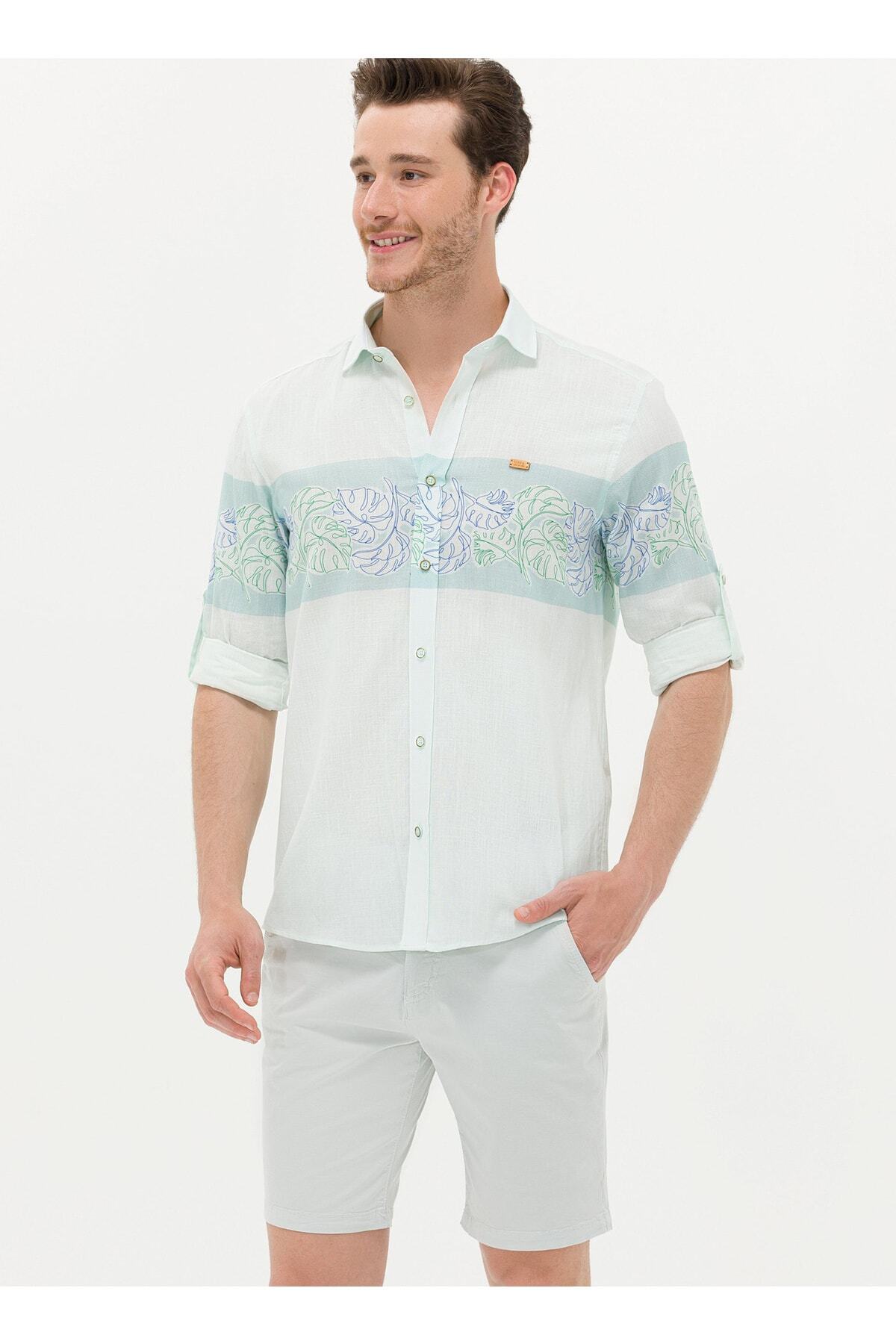 U.S. Polo Assn. Comfort Fit Düğmeli Yaka Yeşil Erkek Gömlek MILLA — سبز 5002998006