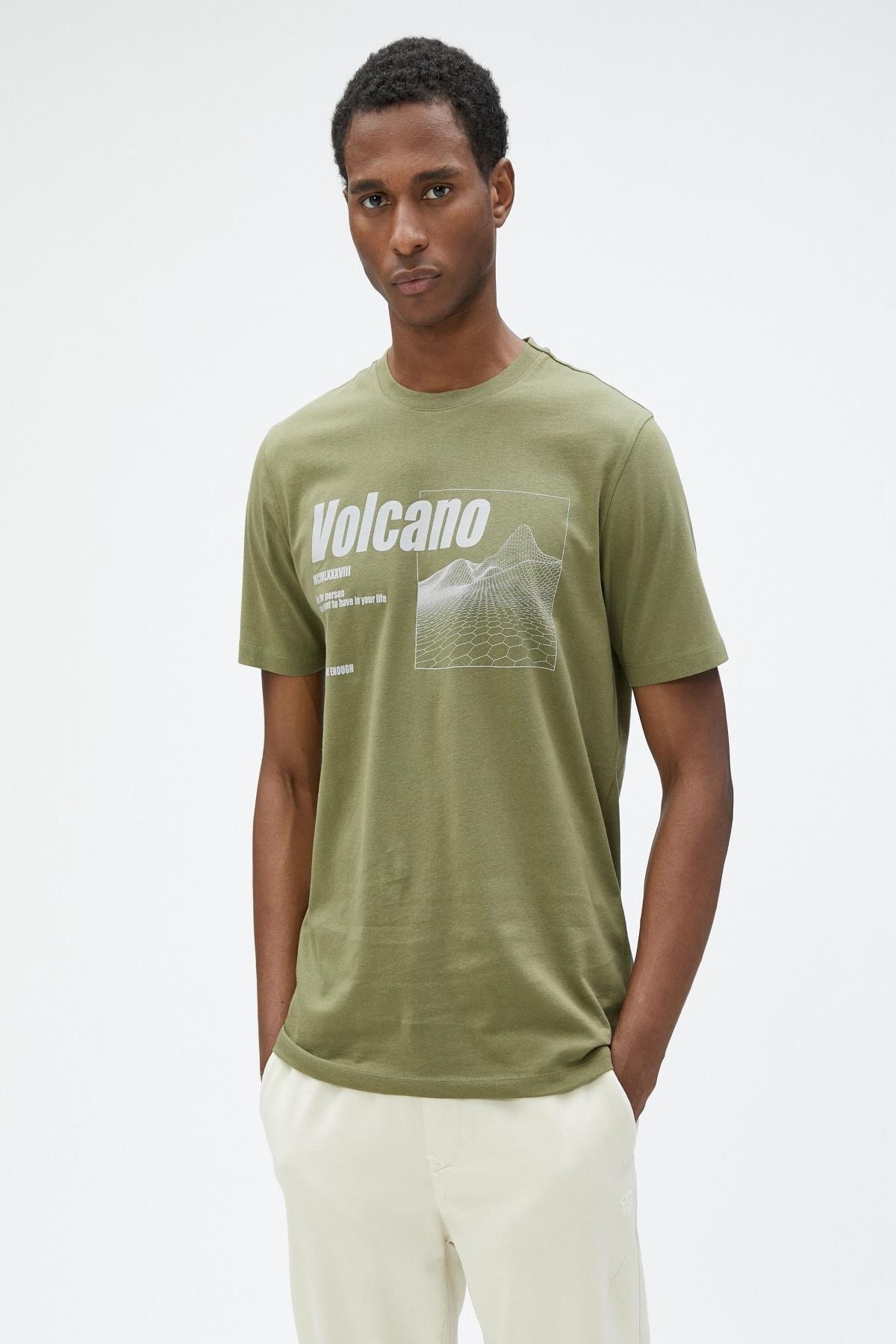 تیشرت مردانه خاکی کوتون | 3SAM10934HK اورجینال - تصویر 3