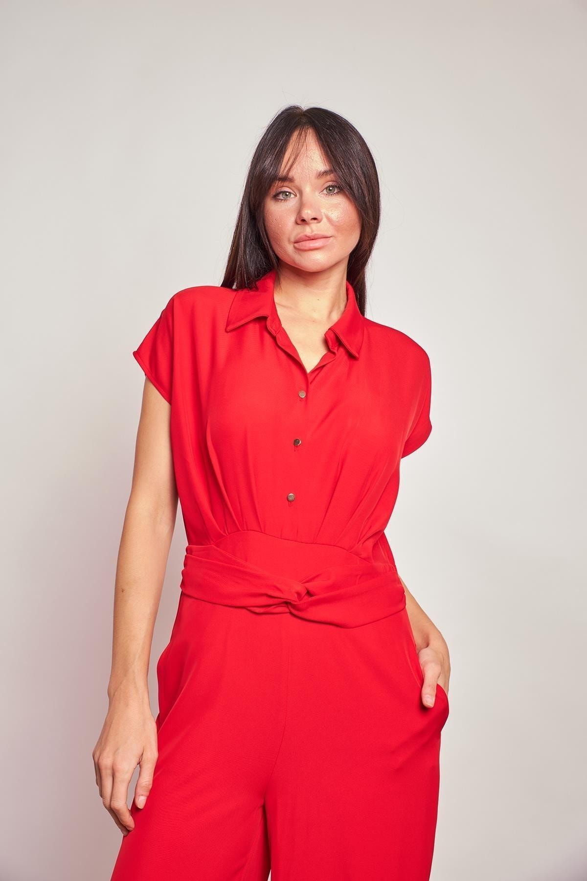 Red jumpsuit short sleeve 2025
