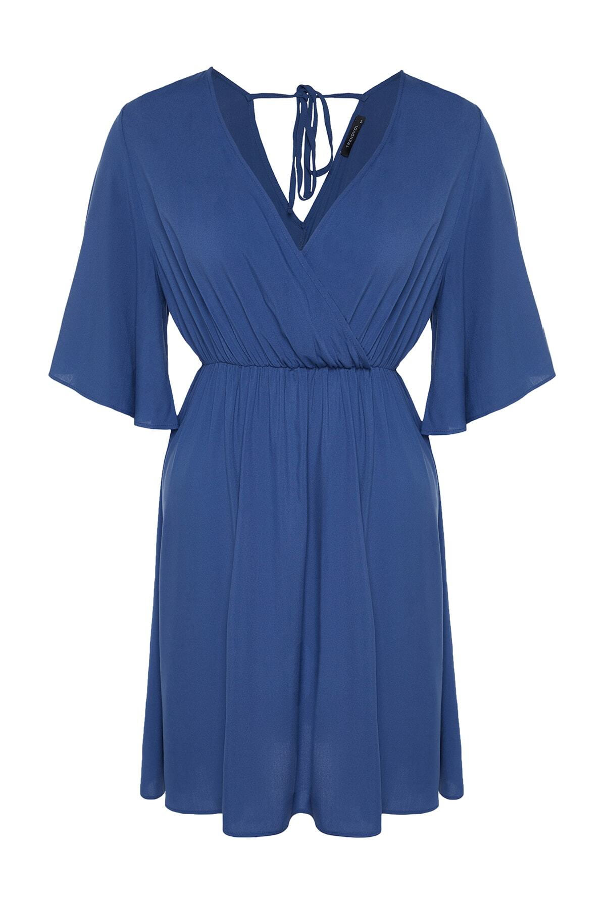 Trendyol Curve-Φόρεμα Indigo Woven με διπλό κλείσιμο TBBSS22EL0540 6