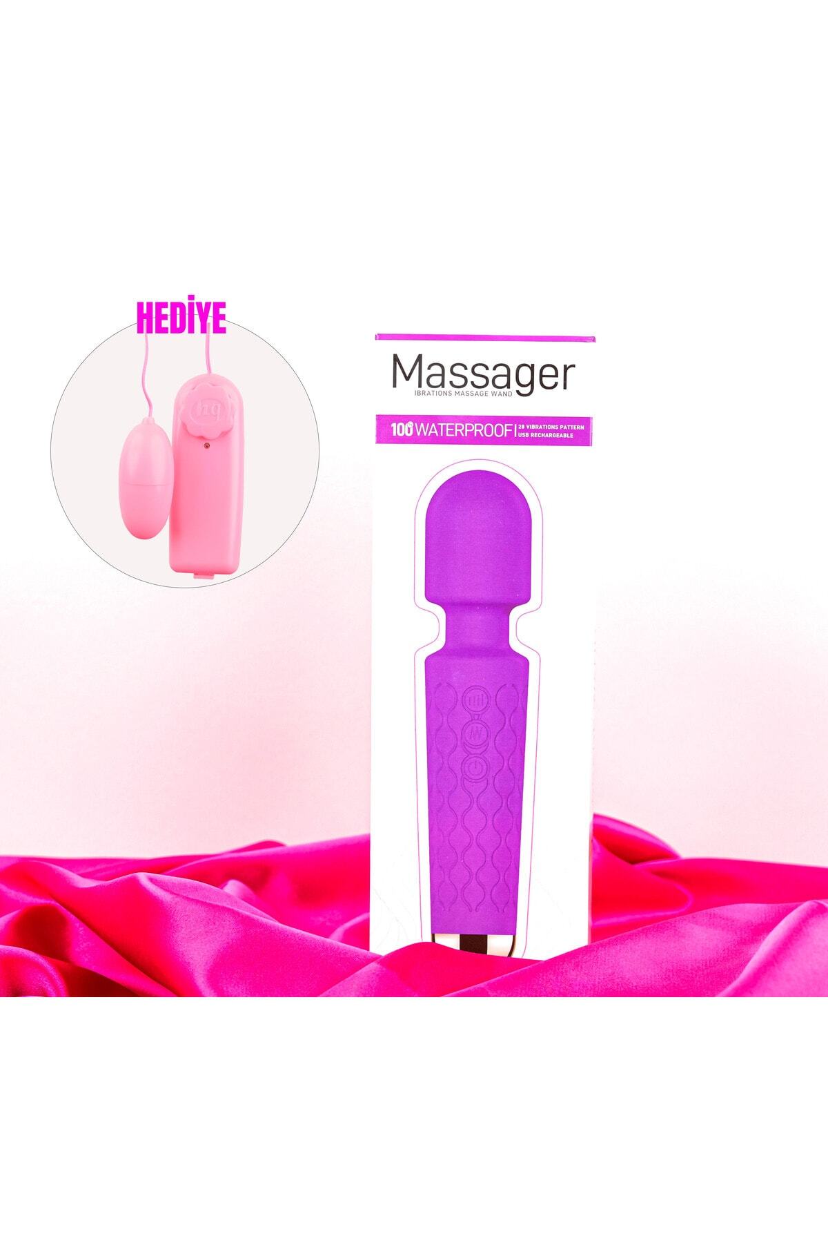 Female Wand Massager Şarjlı Mikrafon Vibratör 28 Hz 2