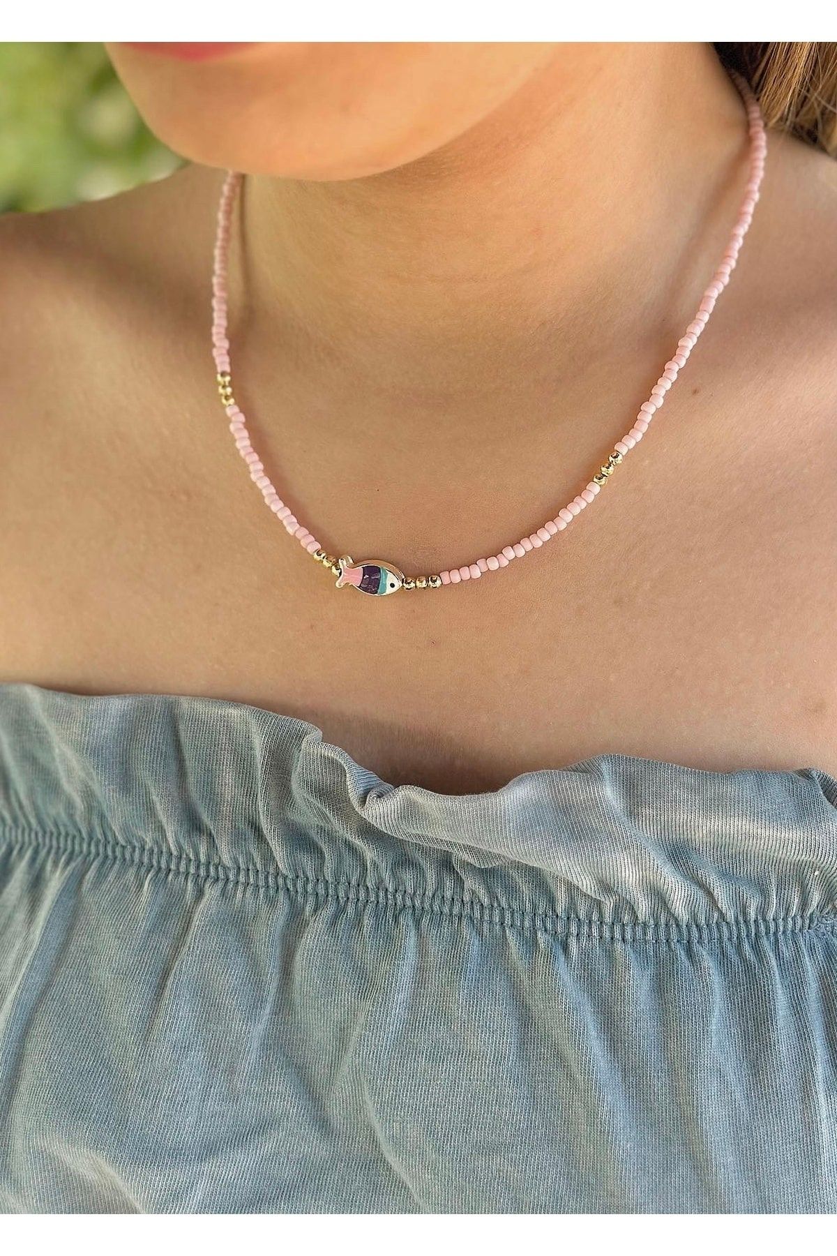 Pink 2025 beaded choker