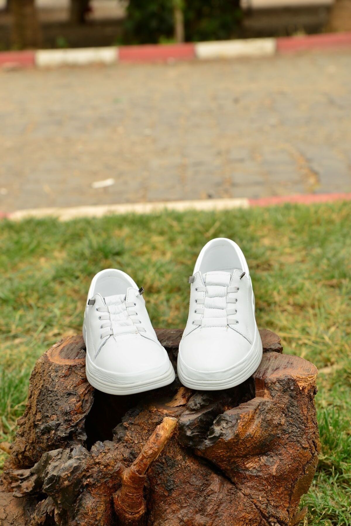 Dunlop white leather trainers on sale